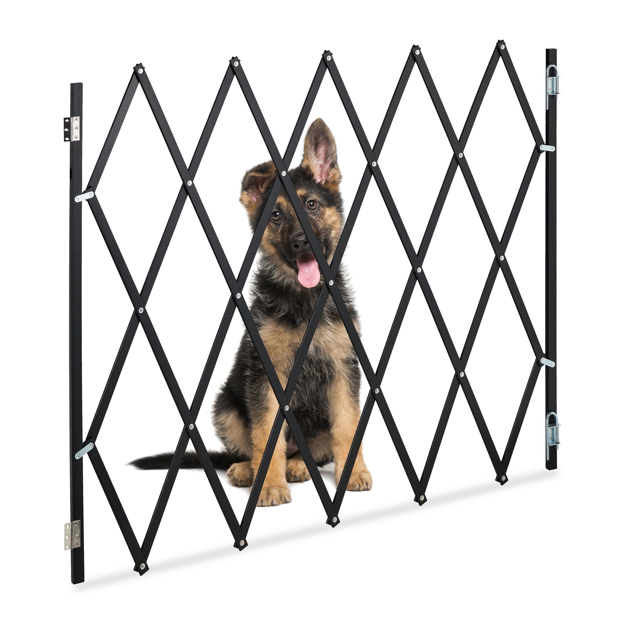 Ausziehbares Hundeabsperrgitter schwarz Schwarz von Relaxdays