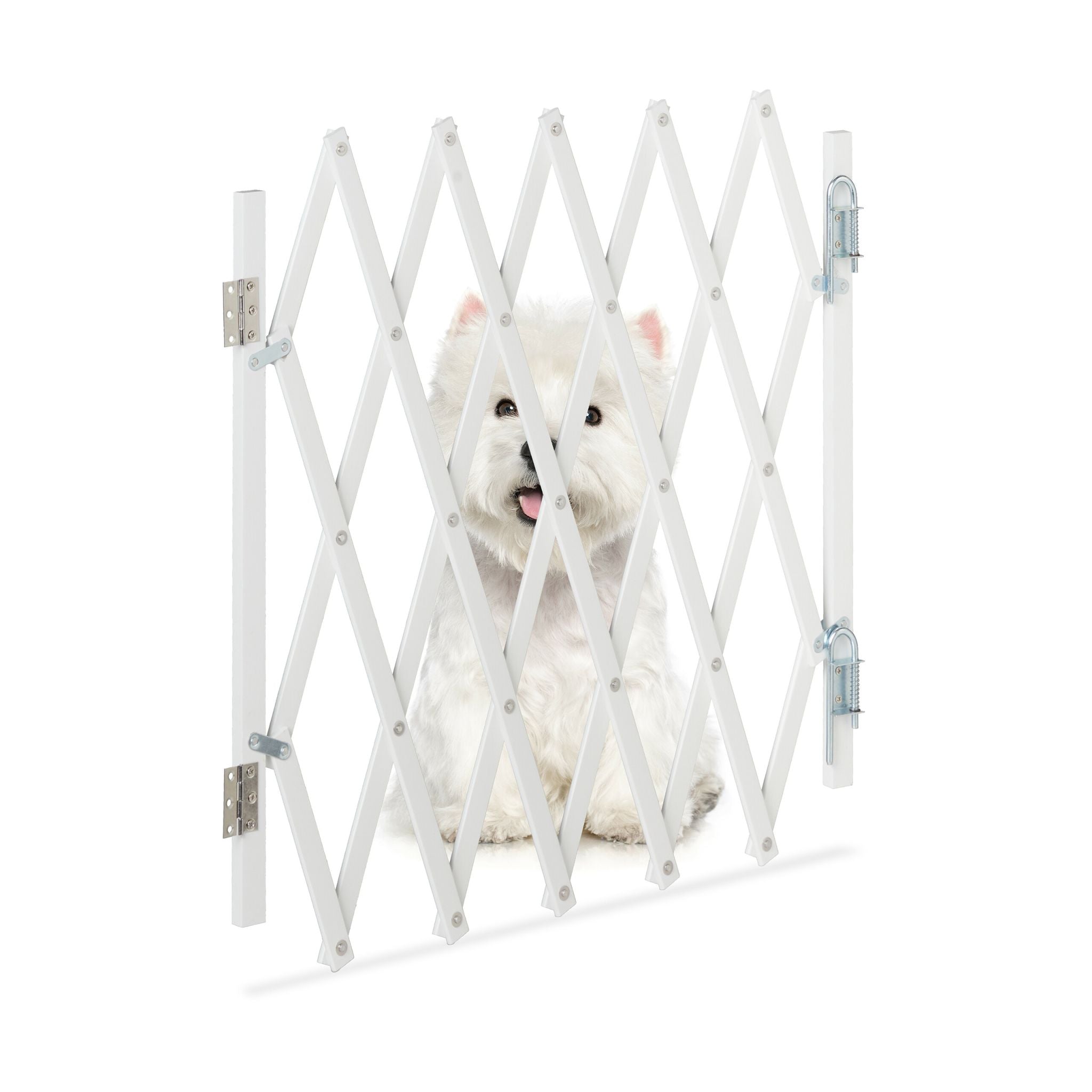Ausziehbares Hundeabsperrgitter in Weiss Weiss von Relaxdays