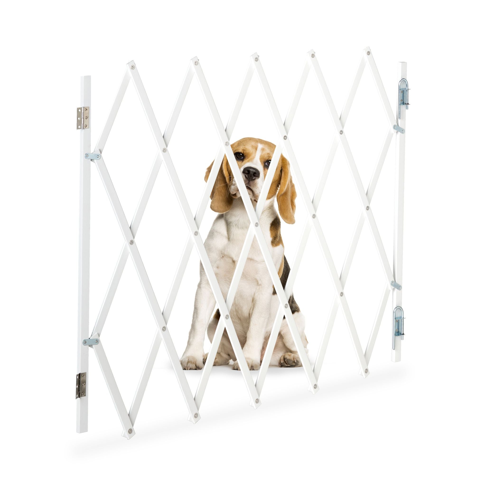 Ausziehbares Hundeabsperrgitter in Weiss Weiss von Relaxdays