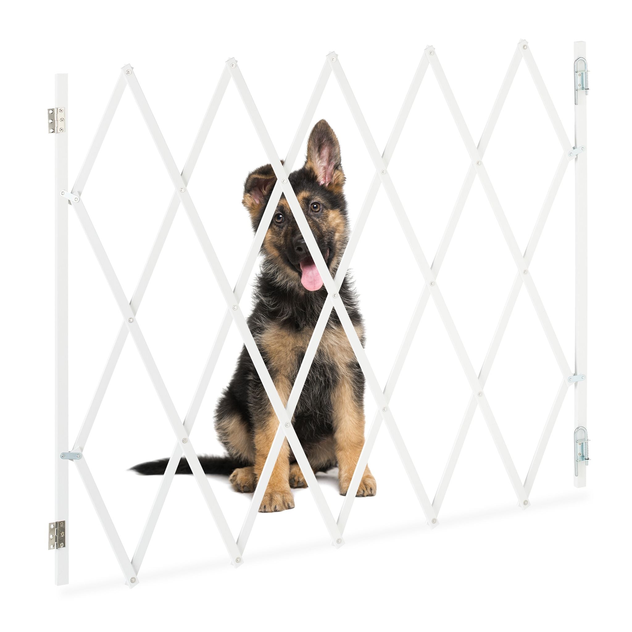Ausziehbares Hundeabsperrgitter in Weiss Weiss von Relaxdays