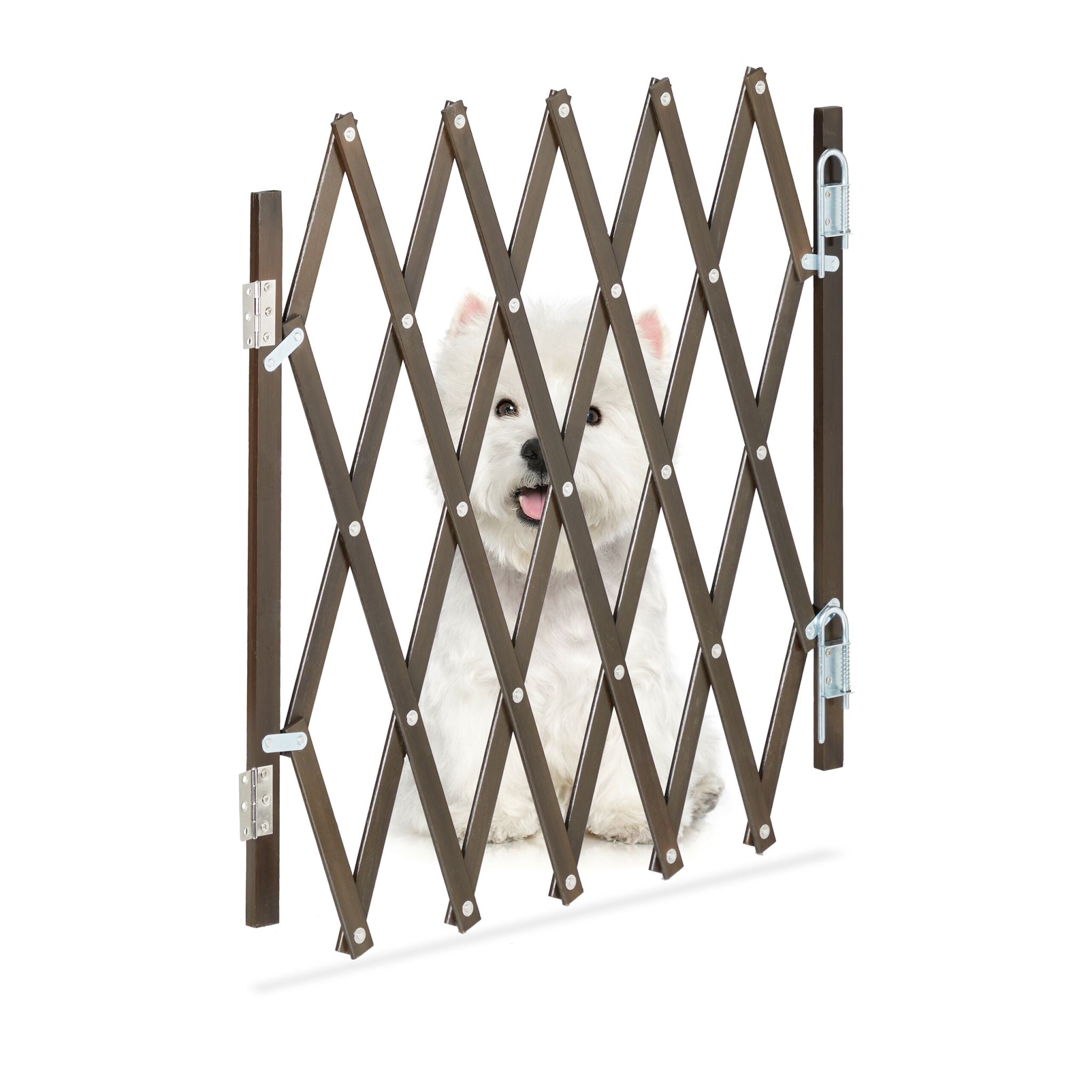 Ausziehbares Hundeabsperrgitter in Braun Dunkelbraun von Relaxdays