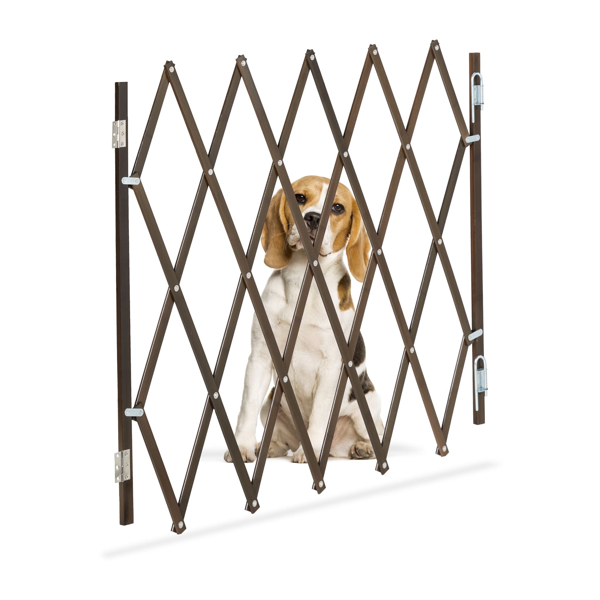 Ausziehbares Hundeabsperrgitter in Braun Dunkelbraun von Relaxdays