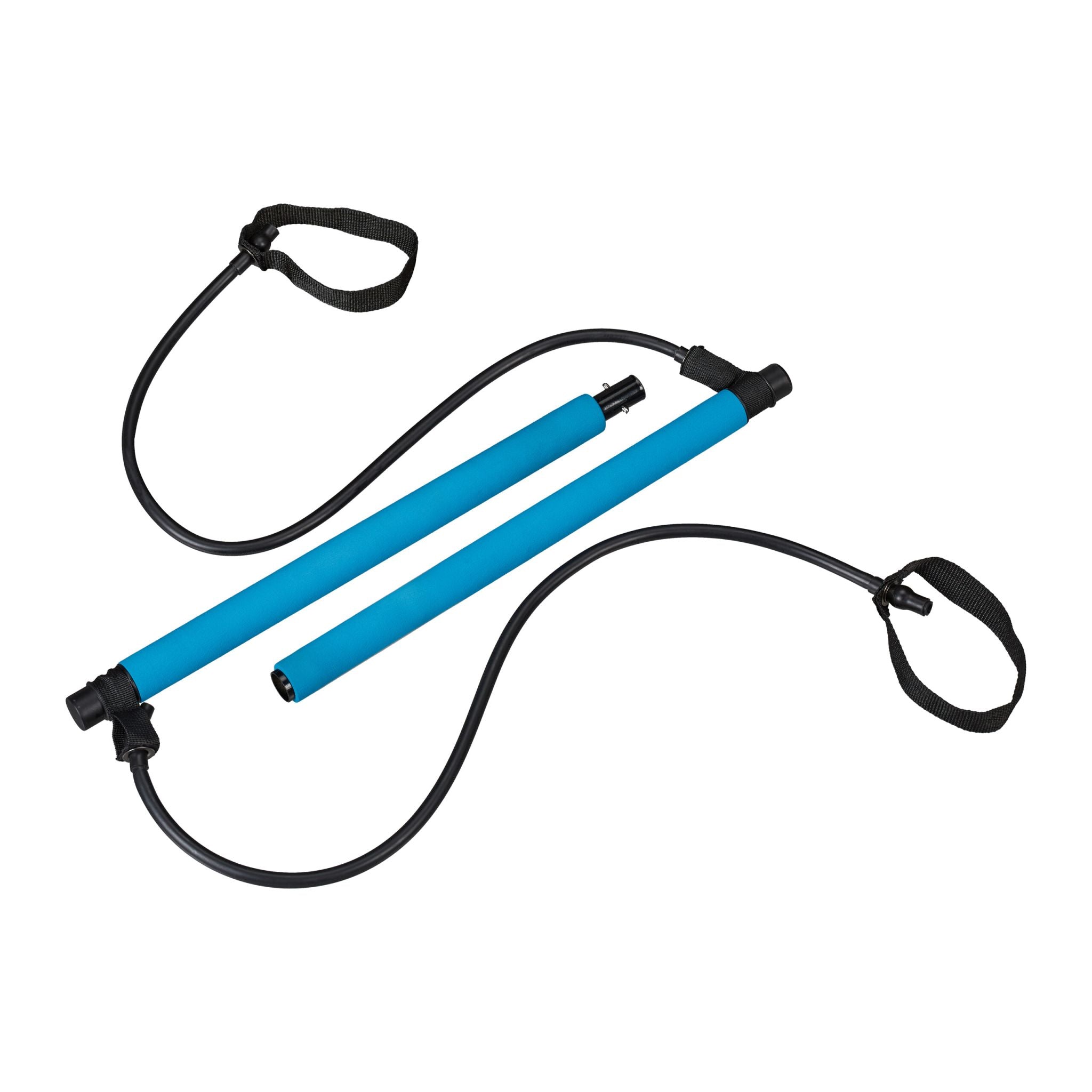 Pilates Stange mit Widerstandsbändern Blau-Schwarz von Relaxdays