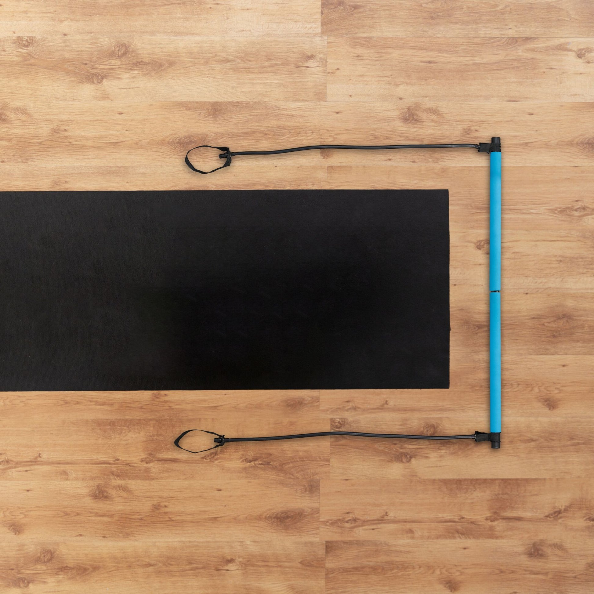 Pilates Stange mit Widerstandsbändern Blau-Schwarz von Relaxdays