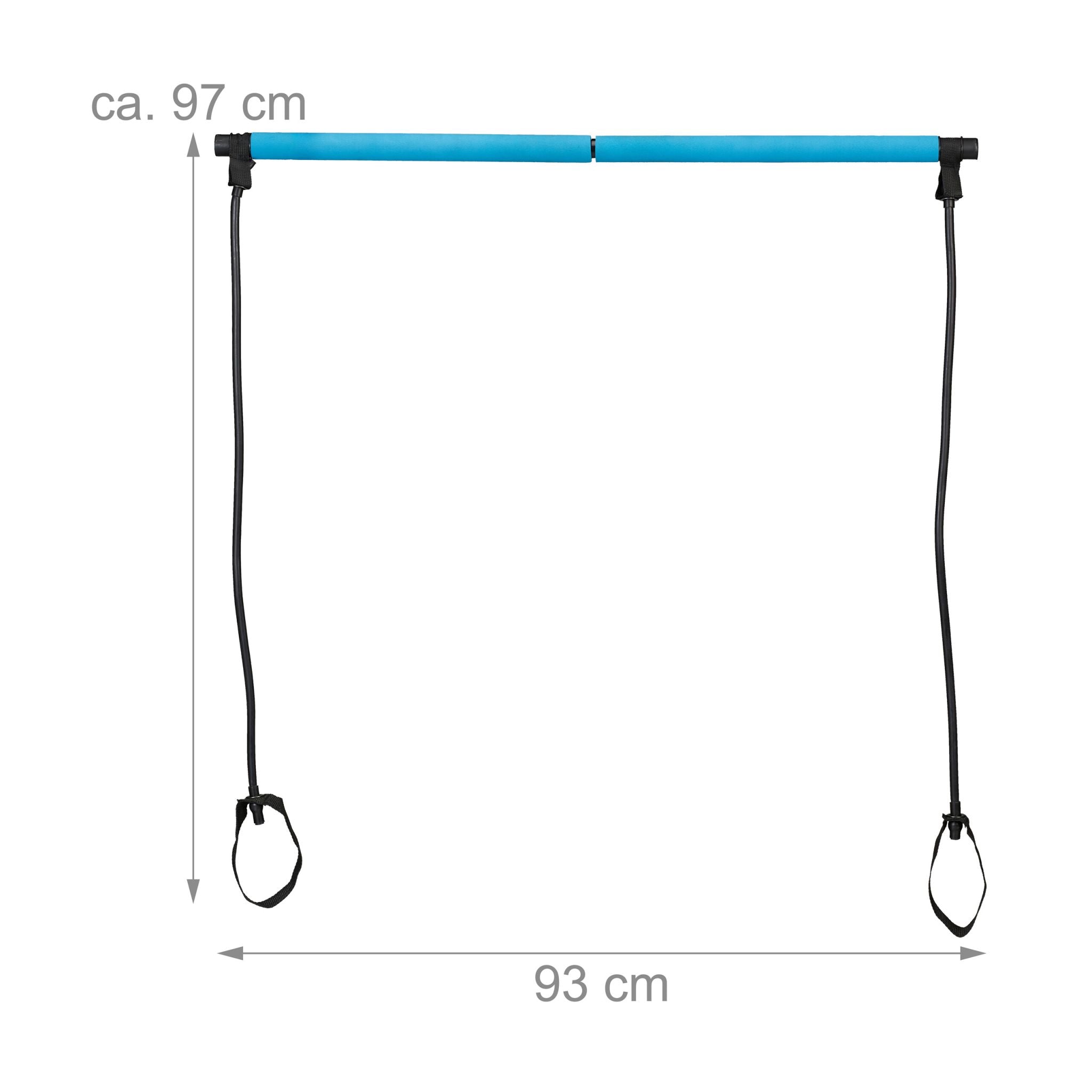 Pilates Stange mit Widerstandsbändern Blau-Schwarz von Relaxdays