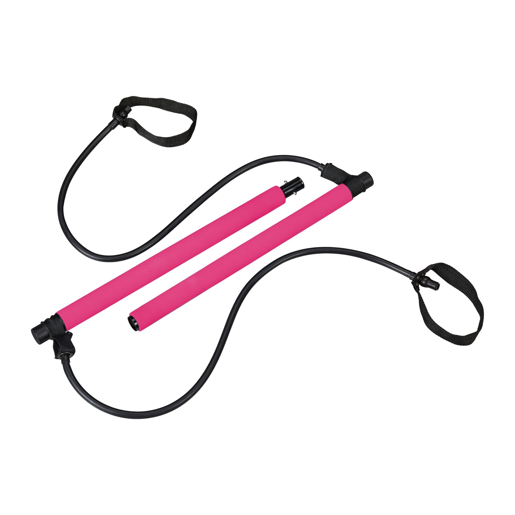 Pilates Stange mit Widerstandsbändern Pink-Schwarz von Relaxdays