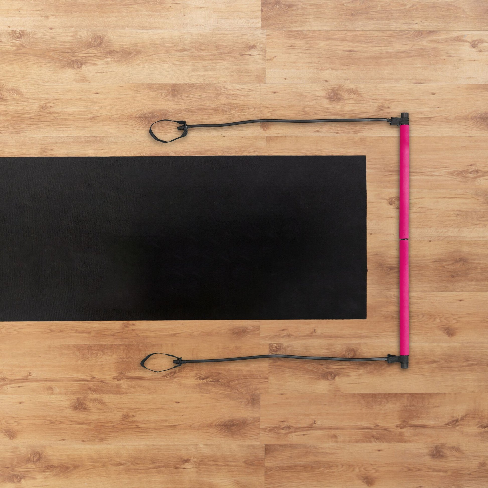 Pilates Stange mit Widerstandsbändern Pink-Schwarz von Relaxdays