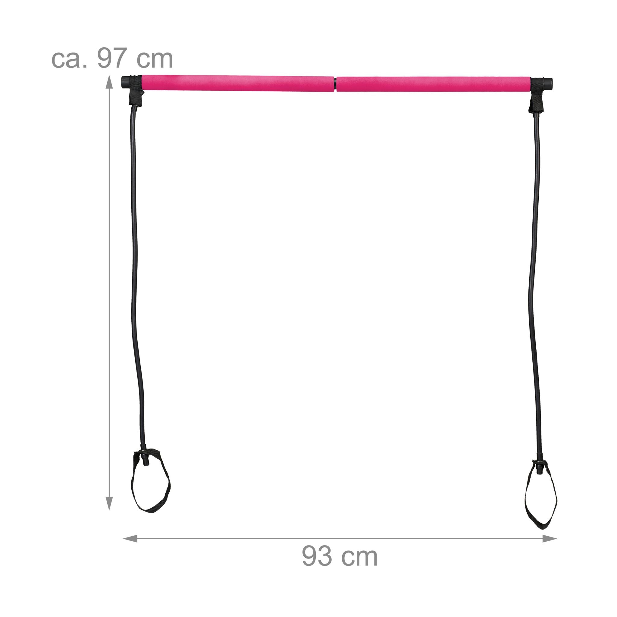 Pilates Stange mit Widerstandsbändern Pink-Schwarz von Relaxdays