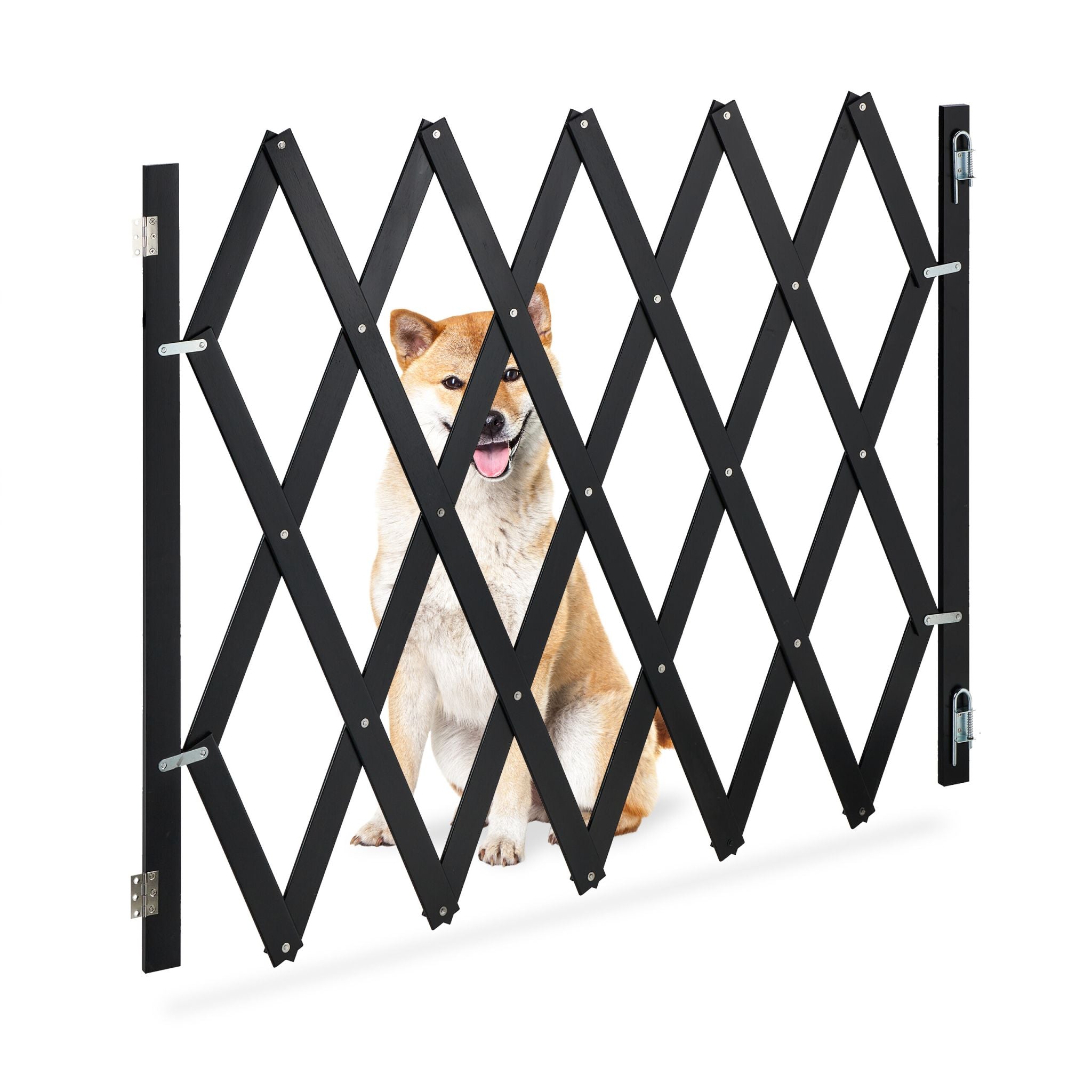 Ausziehbares Hundeabsperrgitter Schwarz Schwarz von Relaxdays