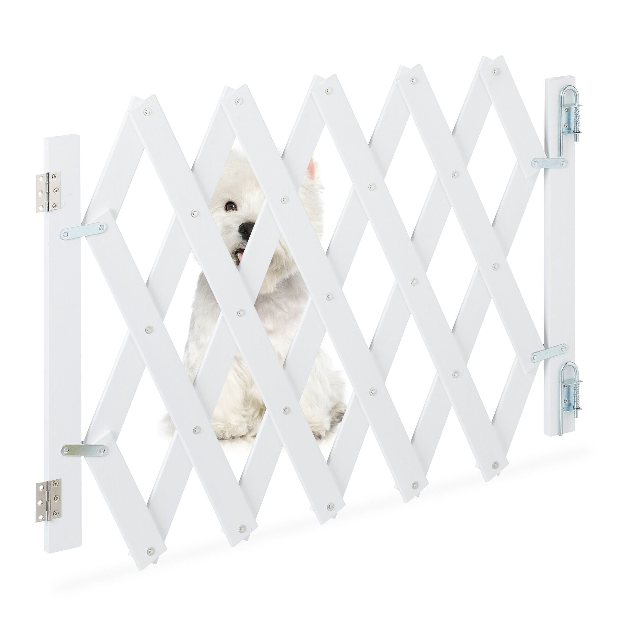 Ausziehbares Hundeabsperrgitter in Weiss Weiss von Relaxdays