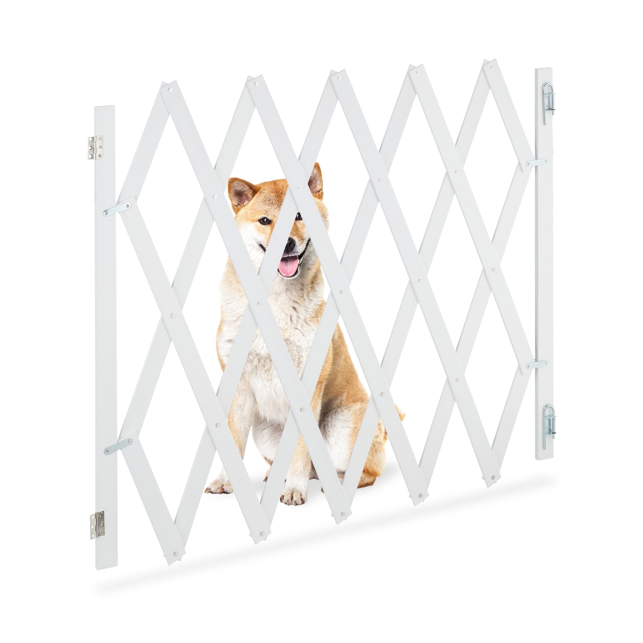Ausziehbares Hundeabsperrgitter in Weiss Weiss von Relaxdays