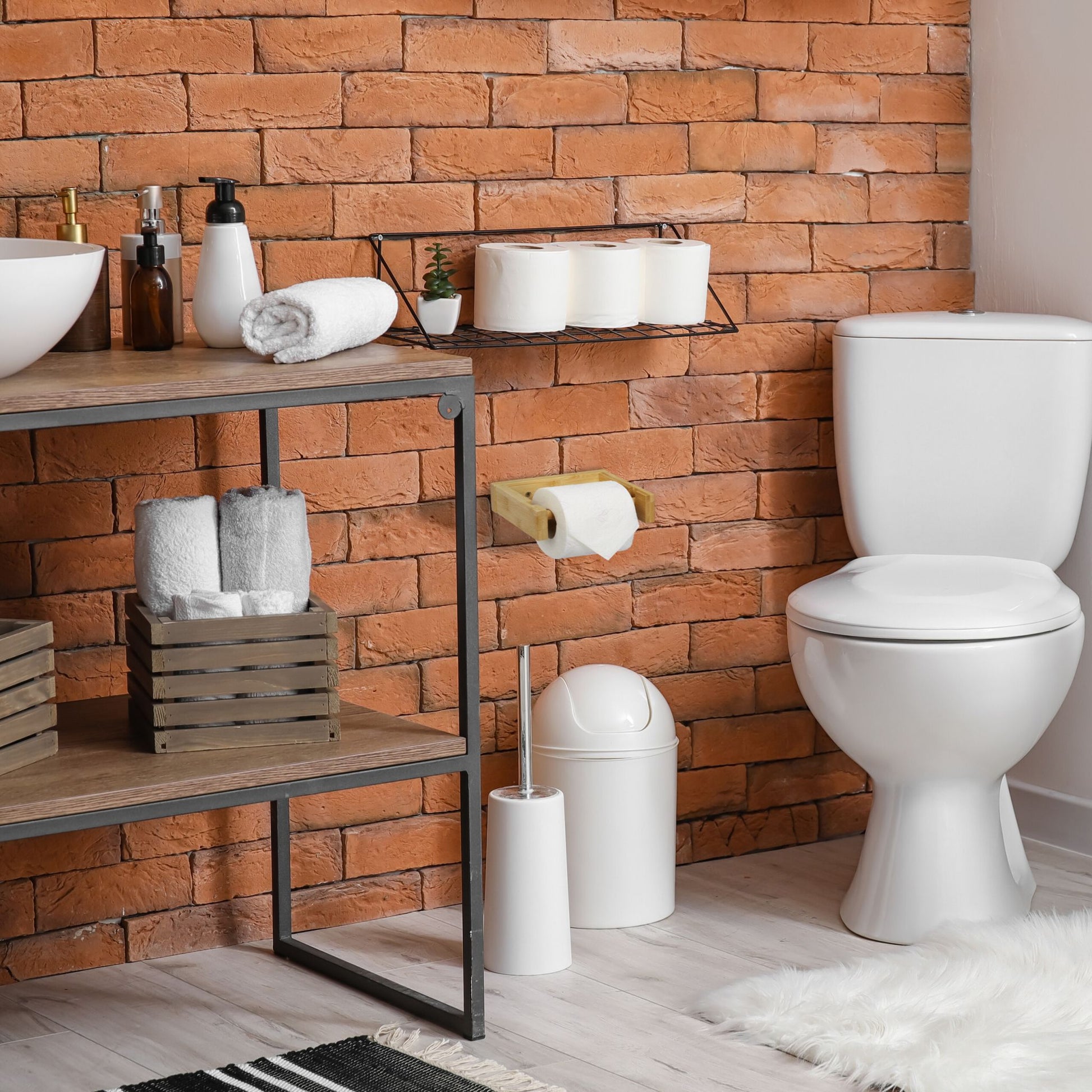 Toilettenpapierhalter Bambus Hellbraun von Relaxdays