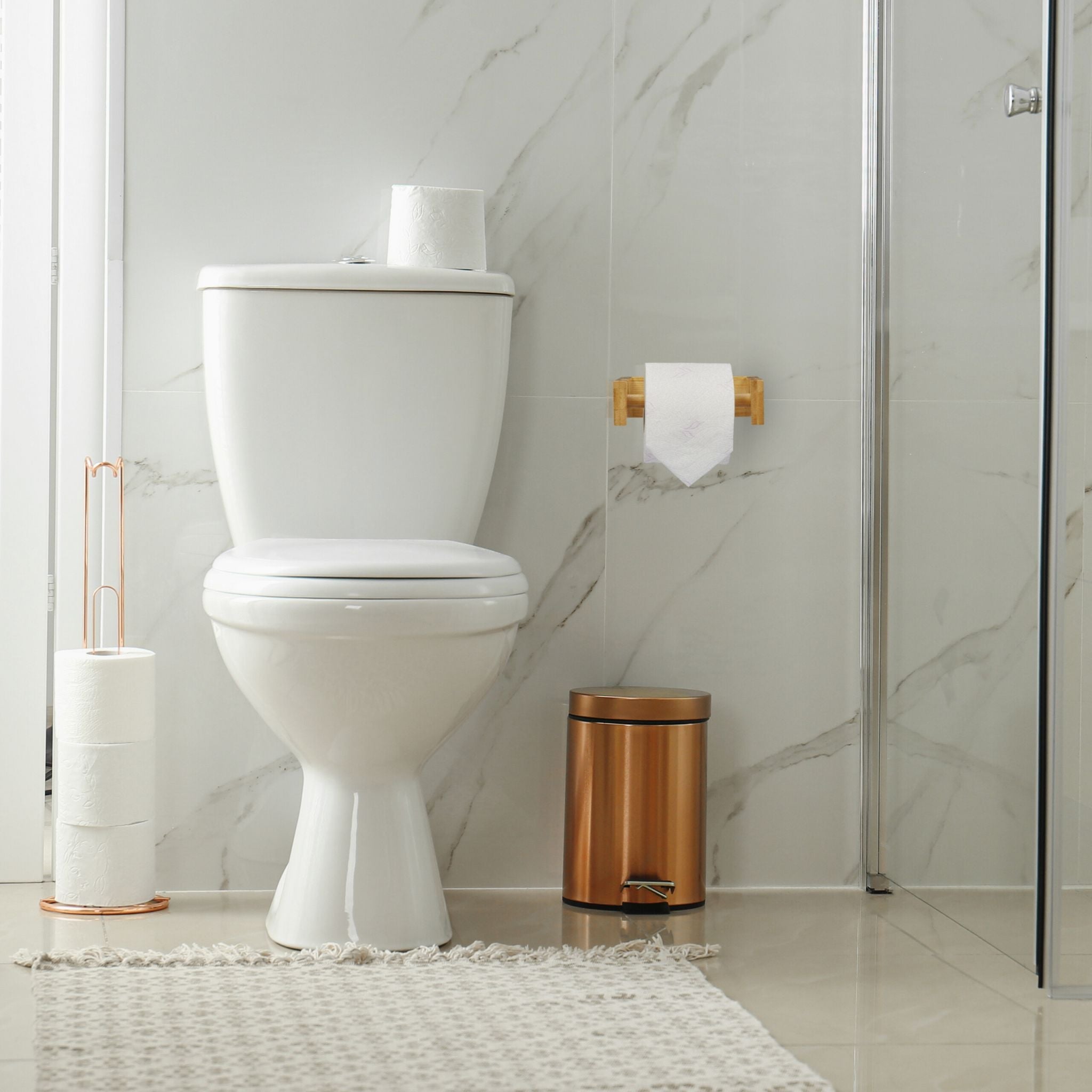 Toilettenpapierhalter Bambus Hellbraun von Relaxdays