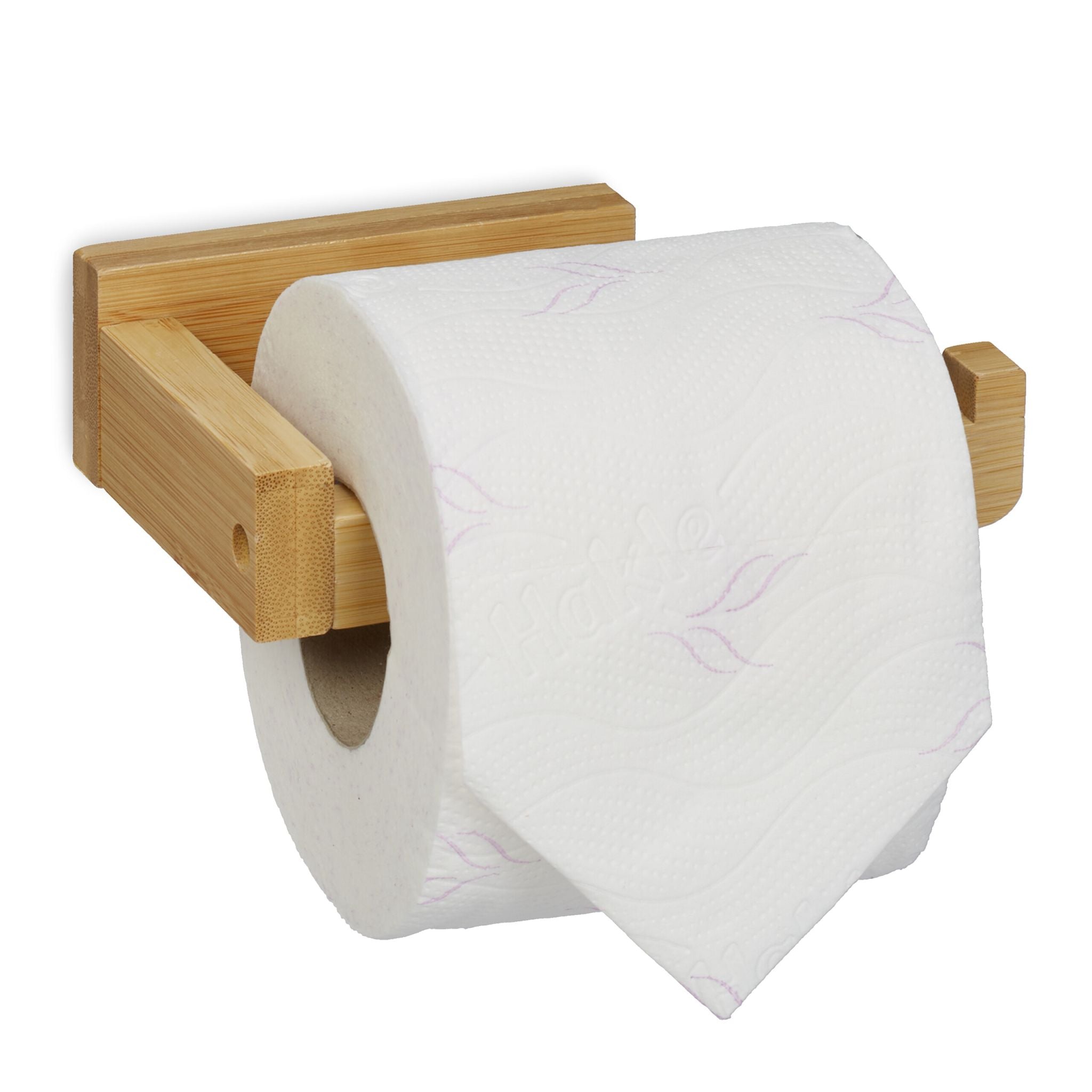 Toilettenpapierhalter Bambus Hellbraun von Relaxdays