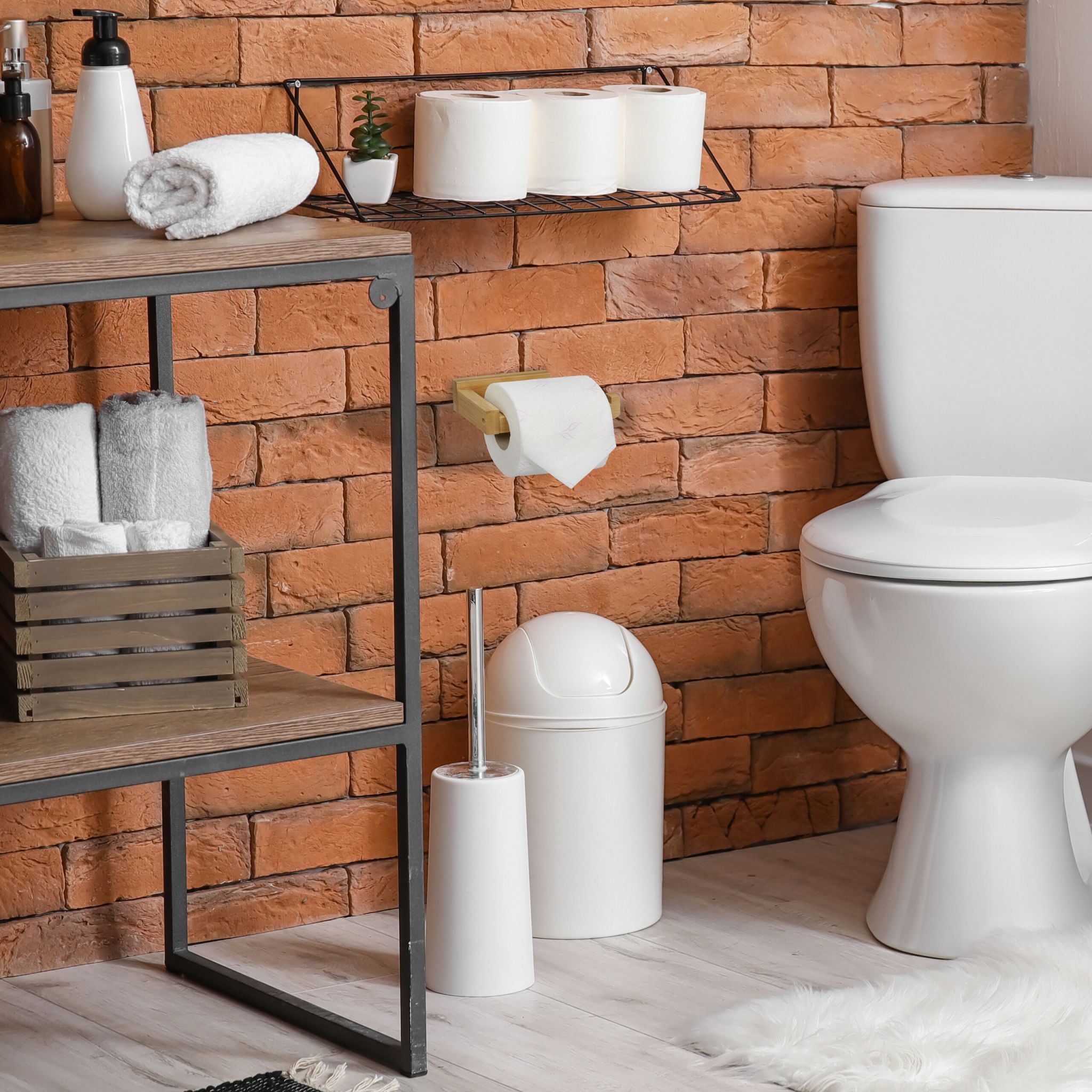 Toilettenpapierhalter Bambus Hellbraun von Relaxdays