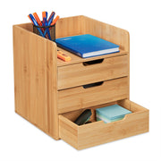 Schreibtisch Organizer mit 3 Schubladen Hellbraun von Relaxdays