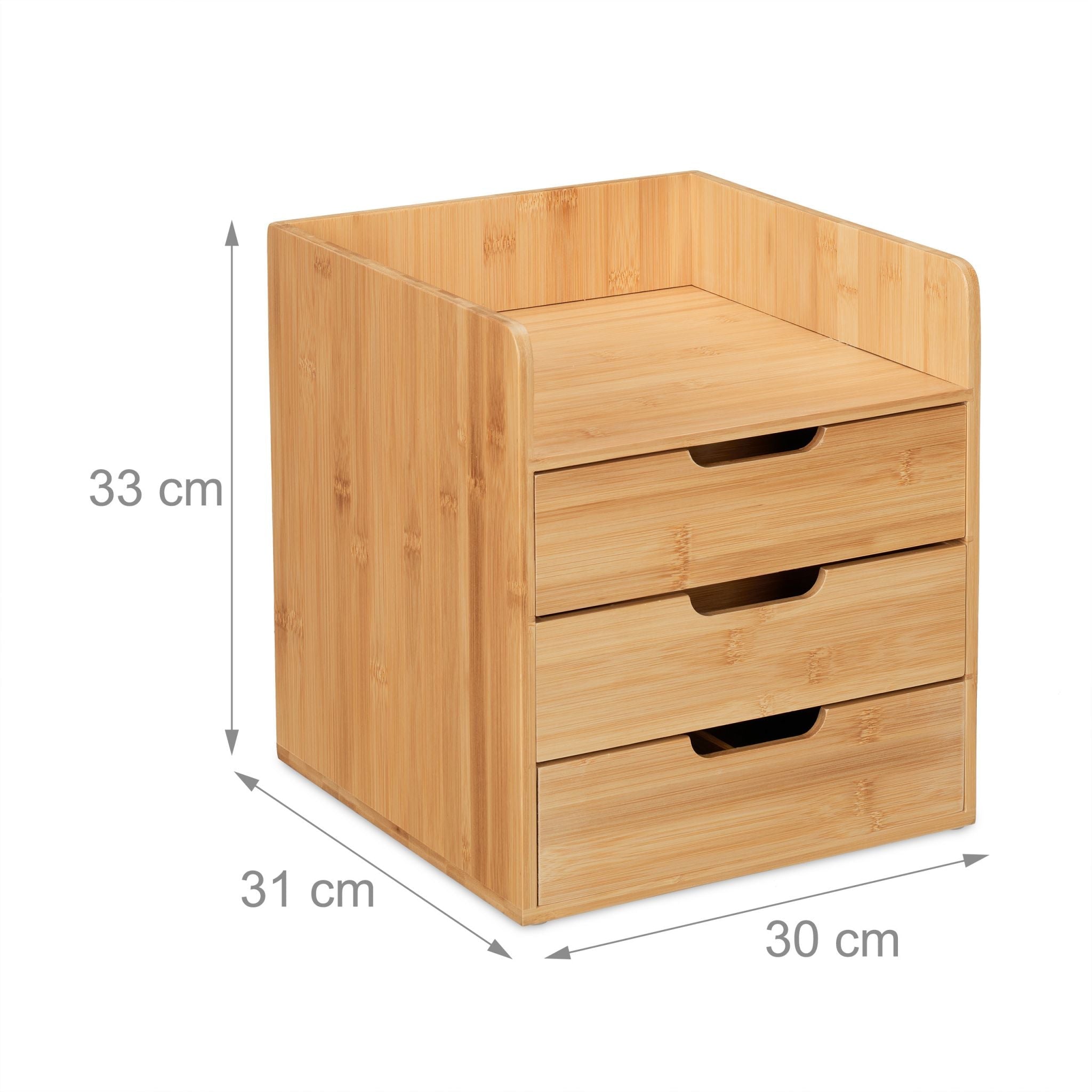 Schreibtisch Organizer mit 3 Schubladen Hellbraun von Relaxdays