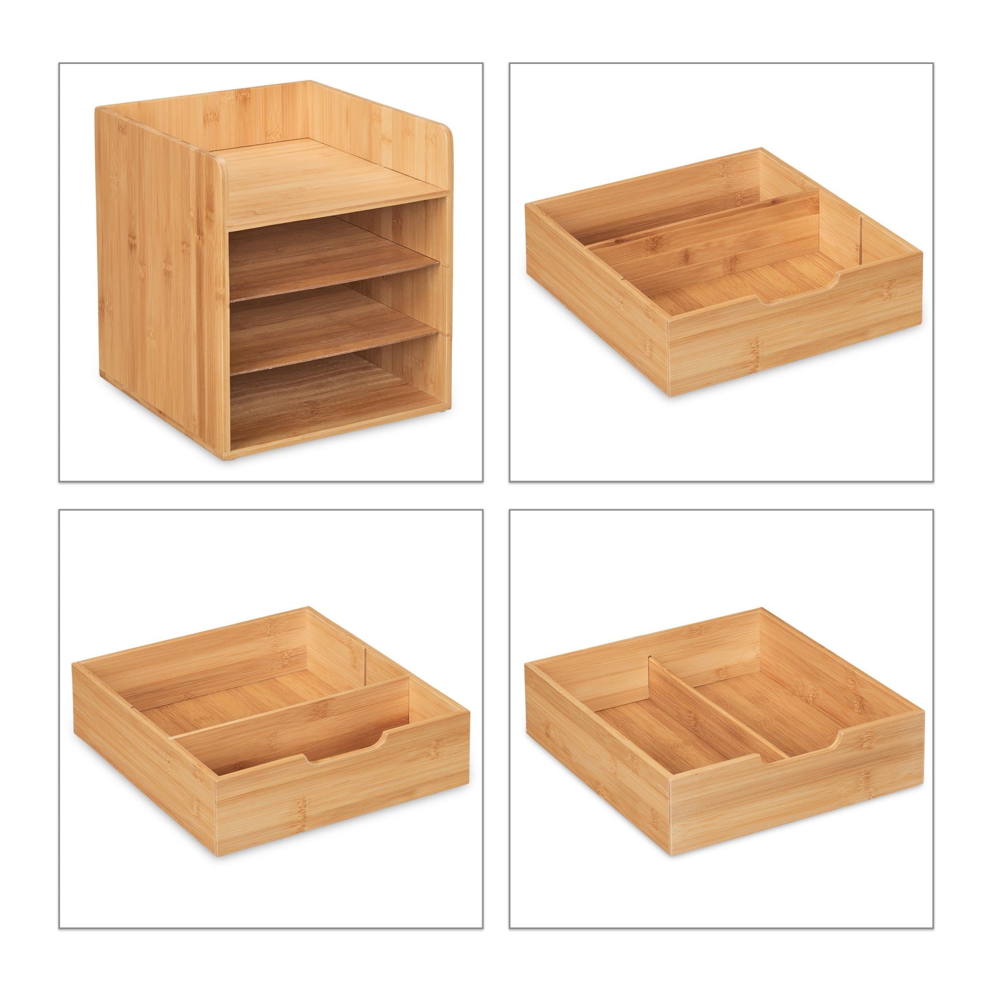 Schreibtisch Organizer mit 3 Schubladen Hellbraun von Relaxdays