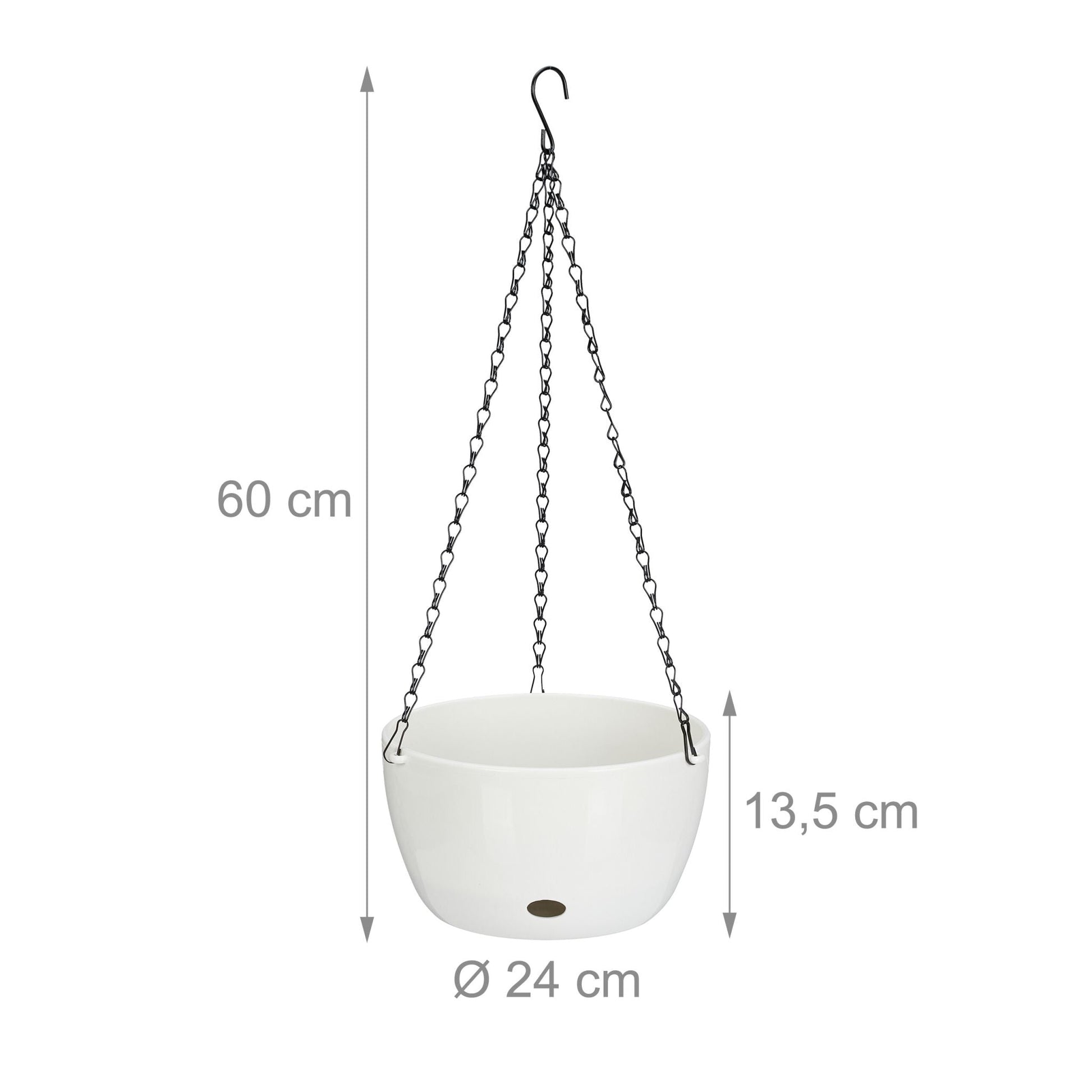 2 Blumenampeln mit Wasserspeicher - L Weiss-Schwarz von Relaxdays