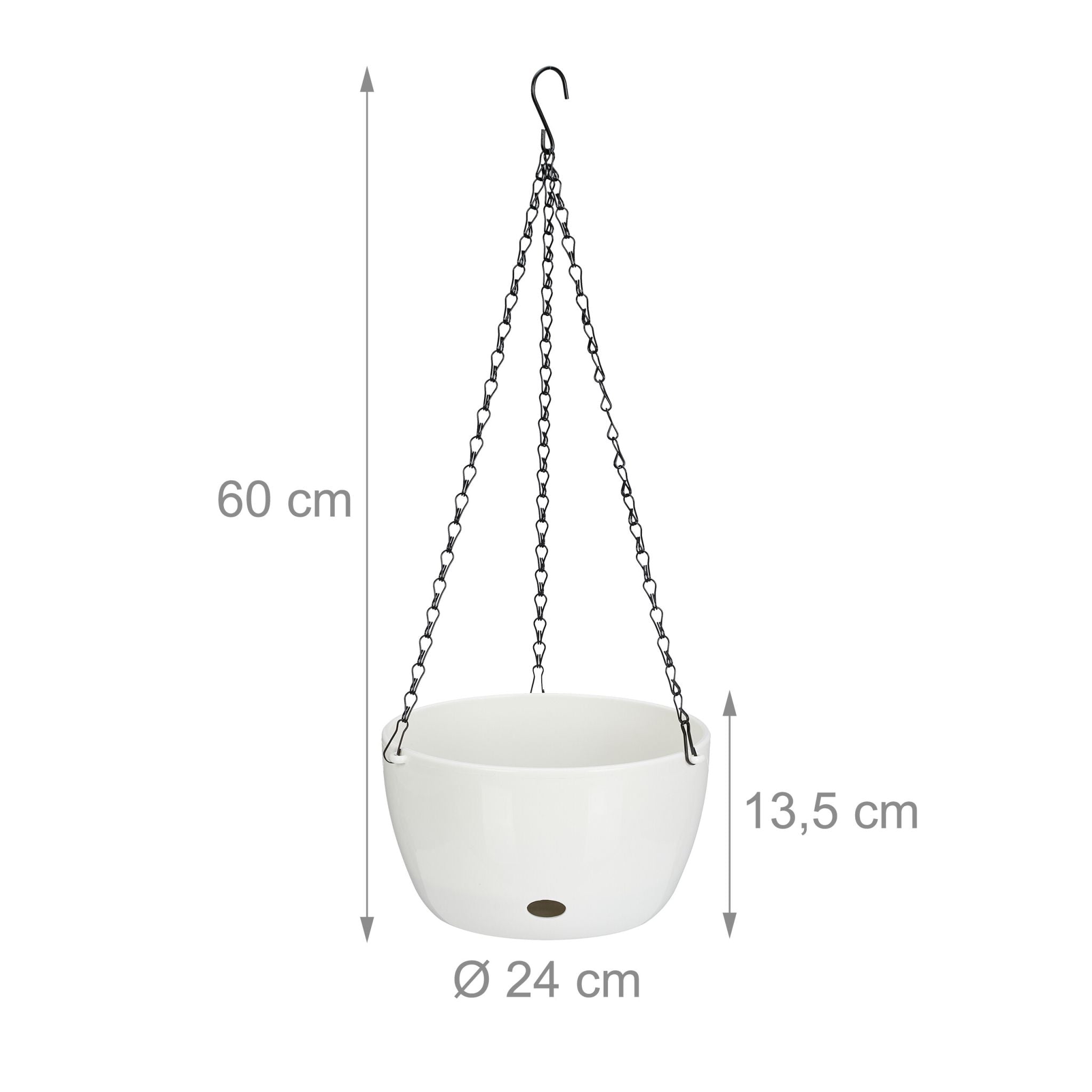 2 Blumenampeln mit Wasserspeicher - L Weiss-Schwarz von Relaxdays