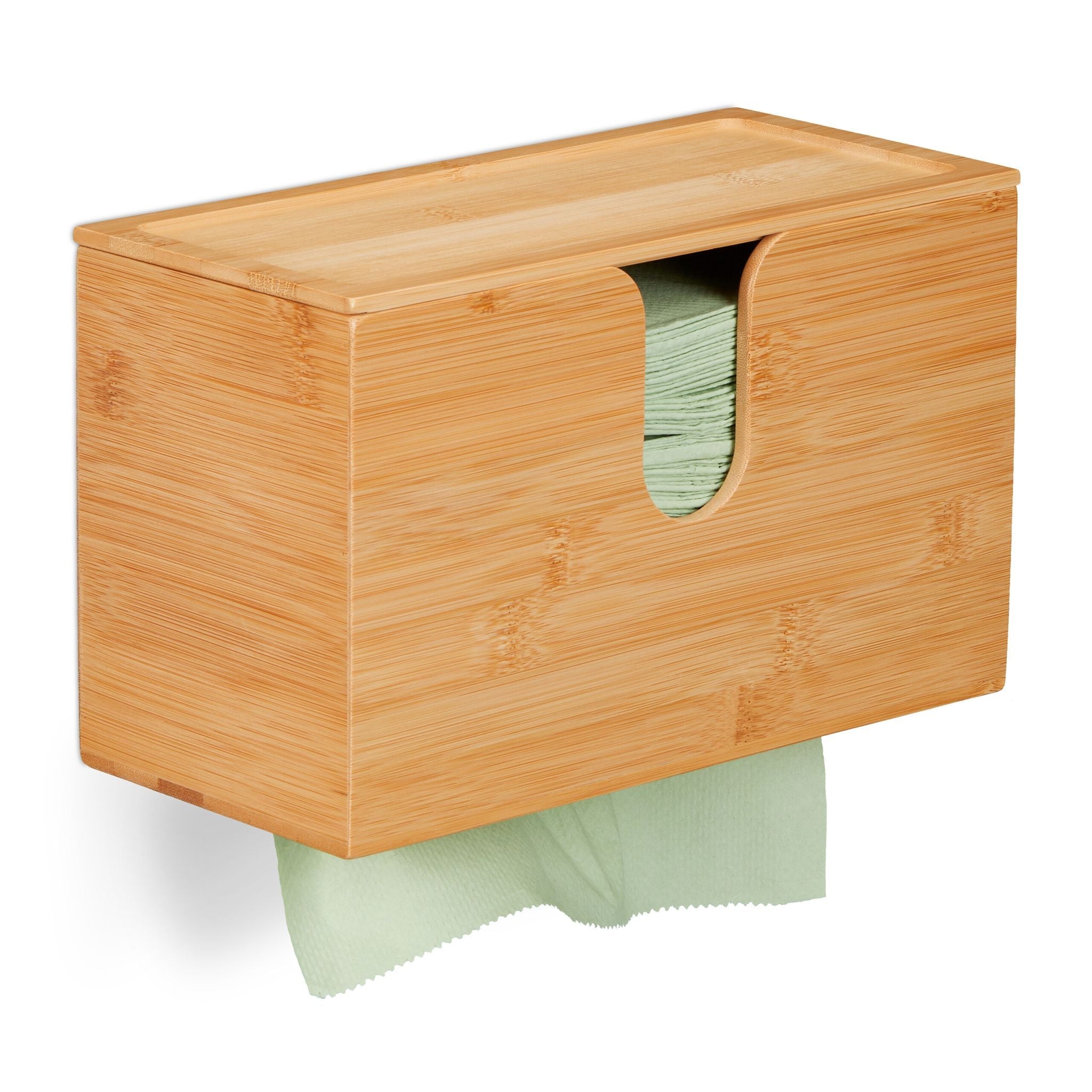 Papierhandtuchspender Bambus mit Deckel Hellbraun von Relaxdays