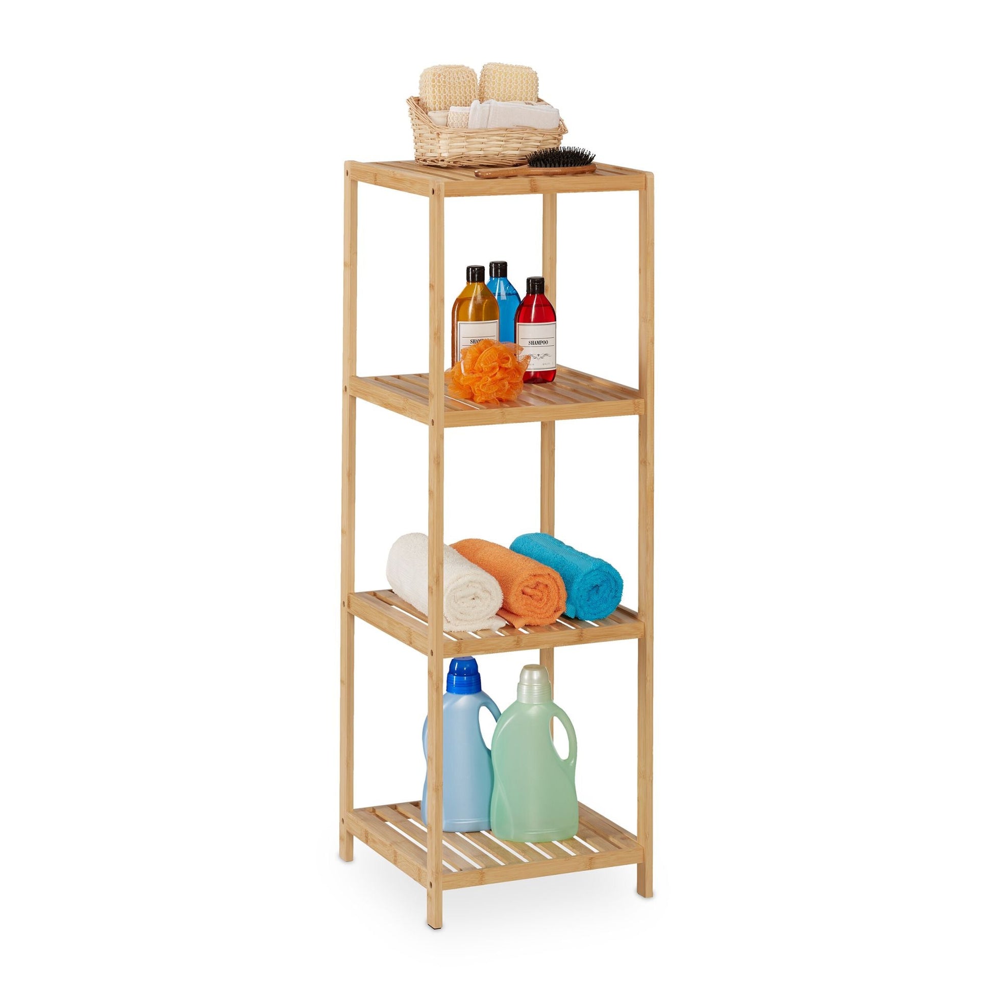 Badregal Bambus 4 Ablagen Hellbraun von Relaxdays