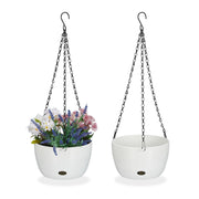 2 Blumenampeln mit Wasserspeicher - M Weiss-Schwarz von Relaxdays