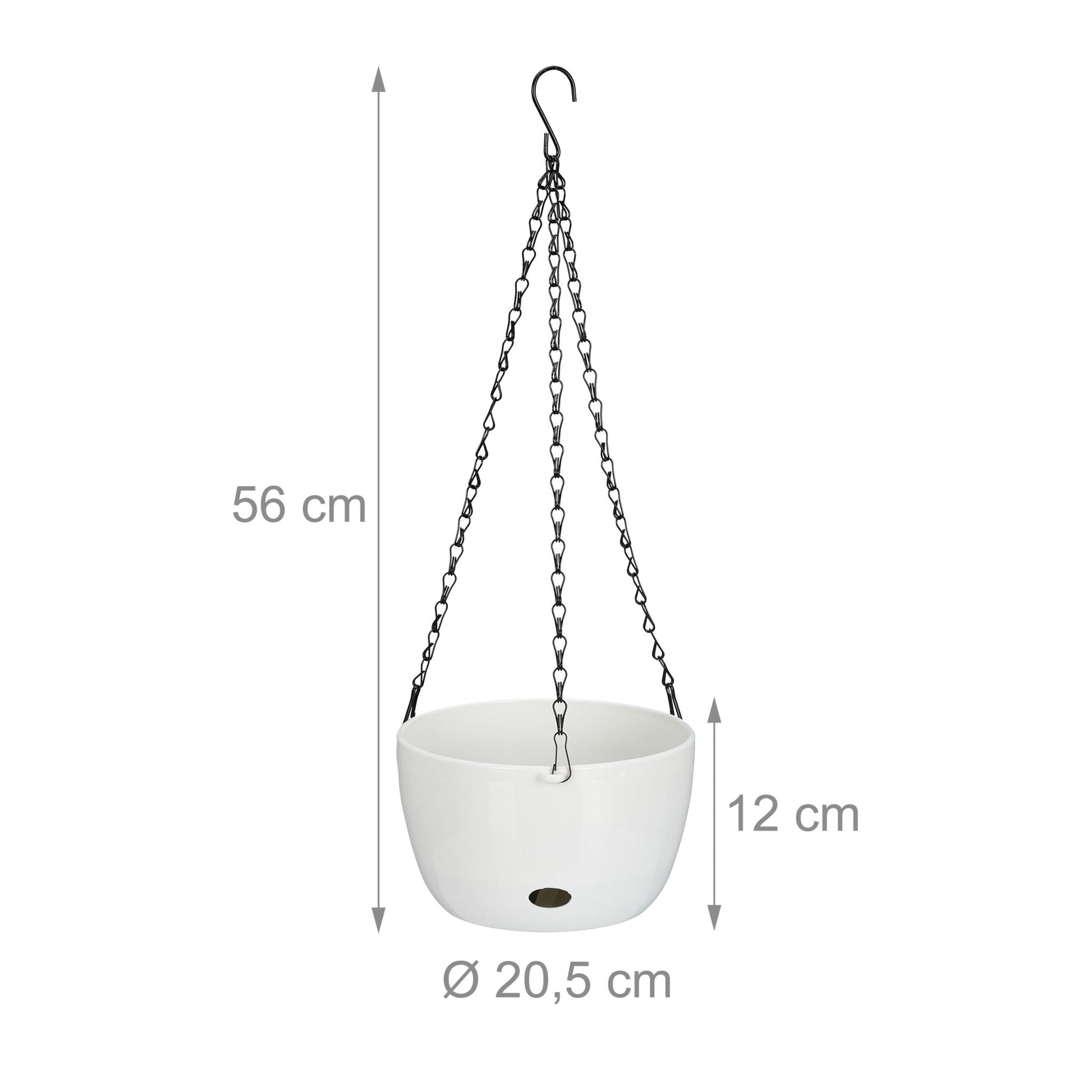 2 Blumenampeln mit Wasserspeicher - M Weiss-Schwarz von Relaxdays