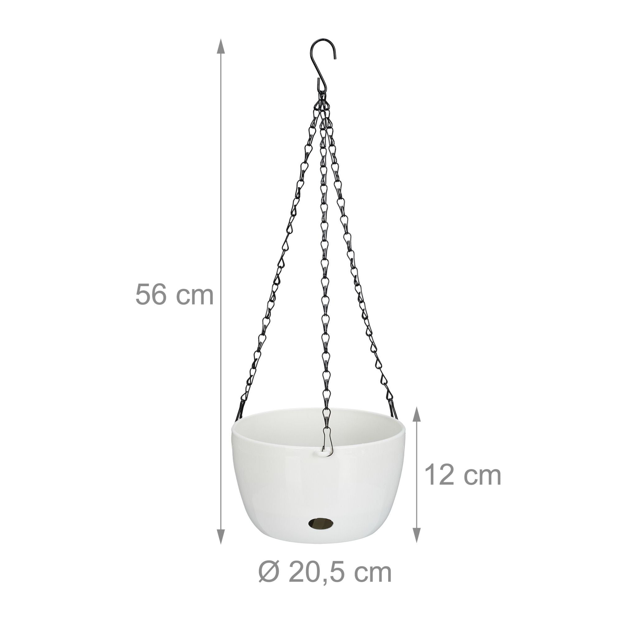 2 Blumenampeln mit Wasserspeicher - M Weiss-Schwarz von Relaxdays