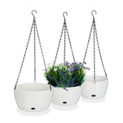 Blumenampeln mit Wasserspeicher 3er-Set Weiss-Schwarz von Relaxdays