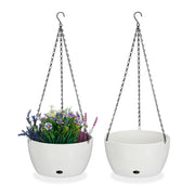 2 Blumenampeln mit Wasserspeicher - XL Weiss-Schwarz von Relaxdays