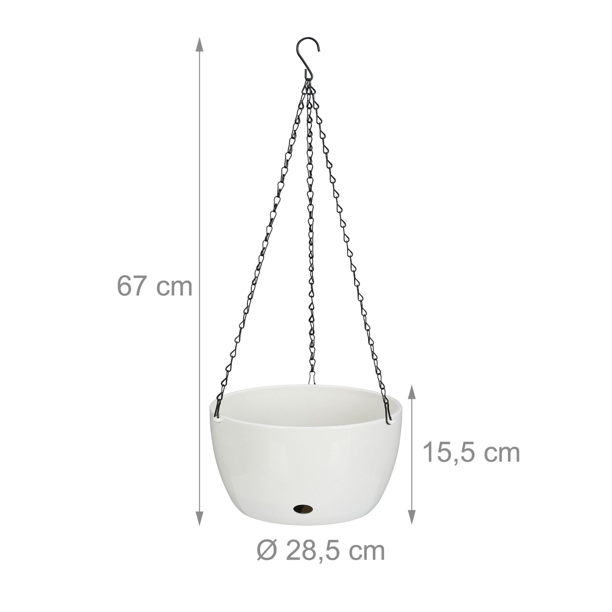 2 Blumenampeln mit Wasserspeicher - XL Weiss-Schwarz von Relaxdays