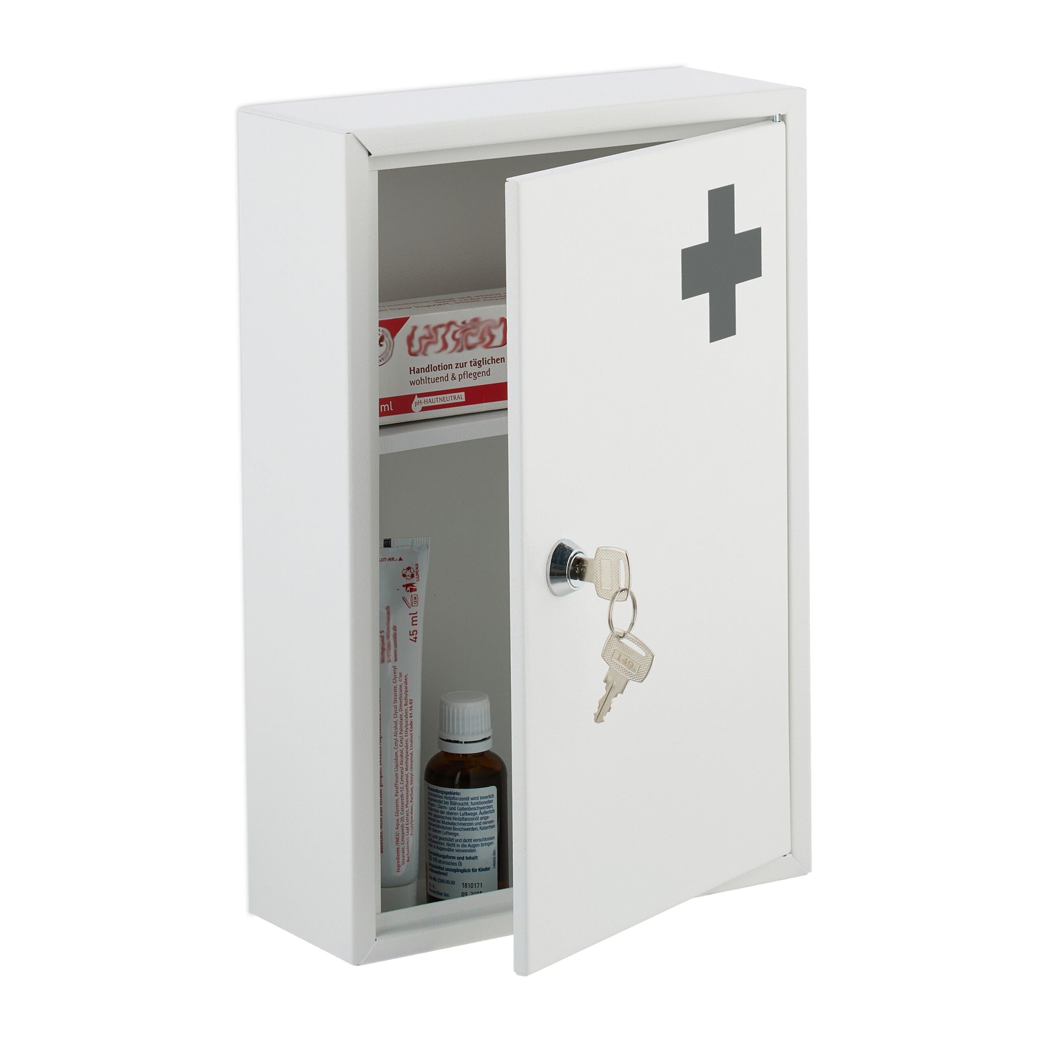 Abschliessbarer Medizinschrank Anthrazit-Weiss von Relaxdays
