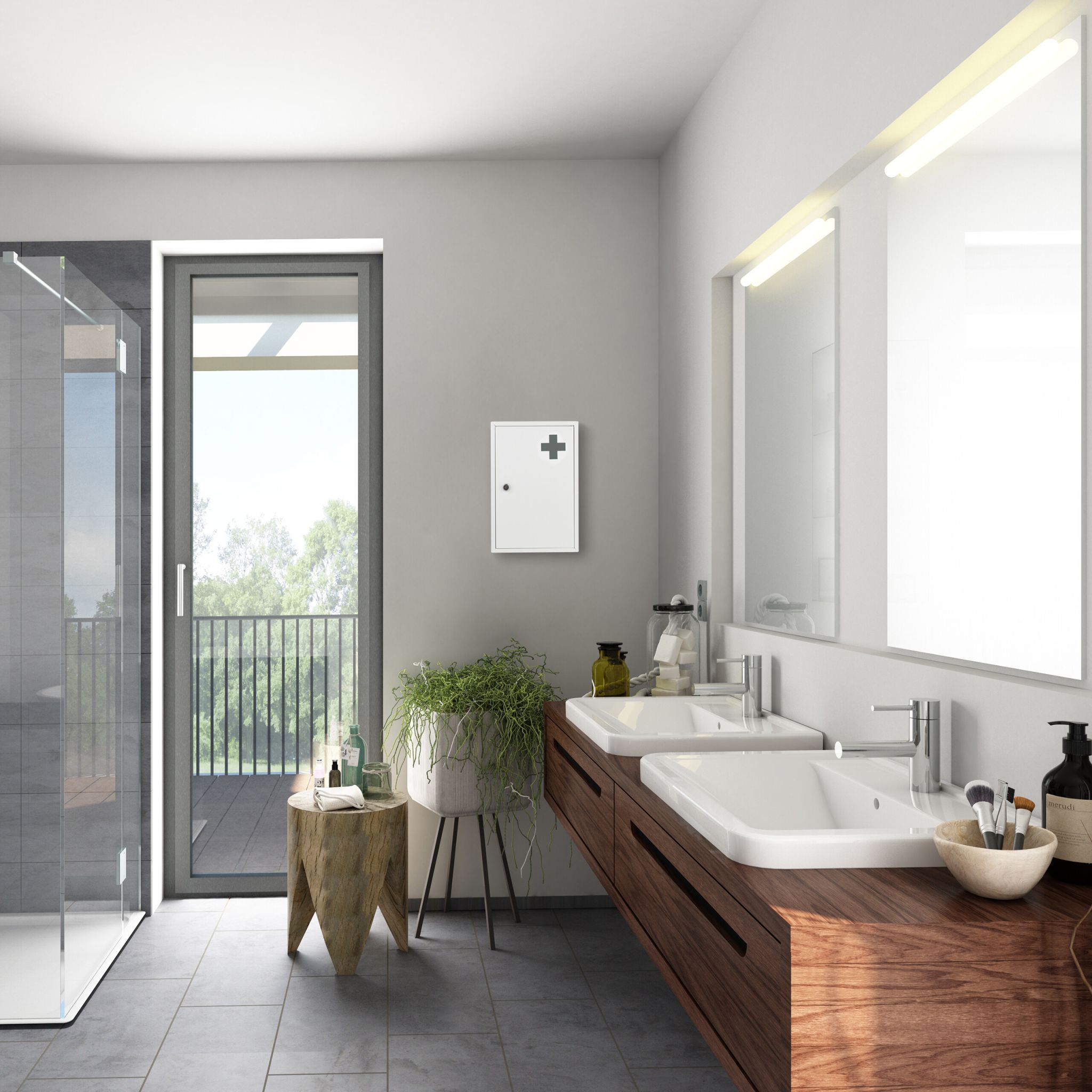 Abschliessbarer Medizinschrank Anthrazit-Weiss von Relaxdays