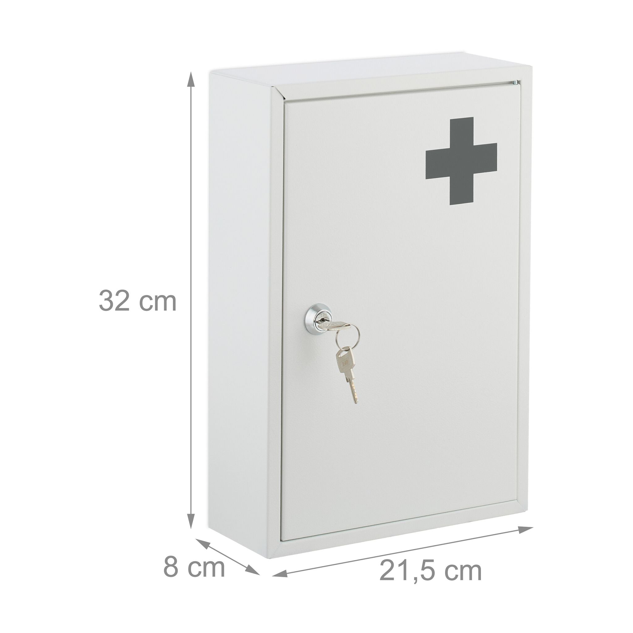 Abschliessbarer Medizinschrank Anthrazit-Weiss von Relaxdays