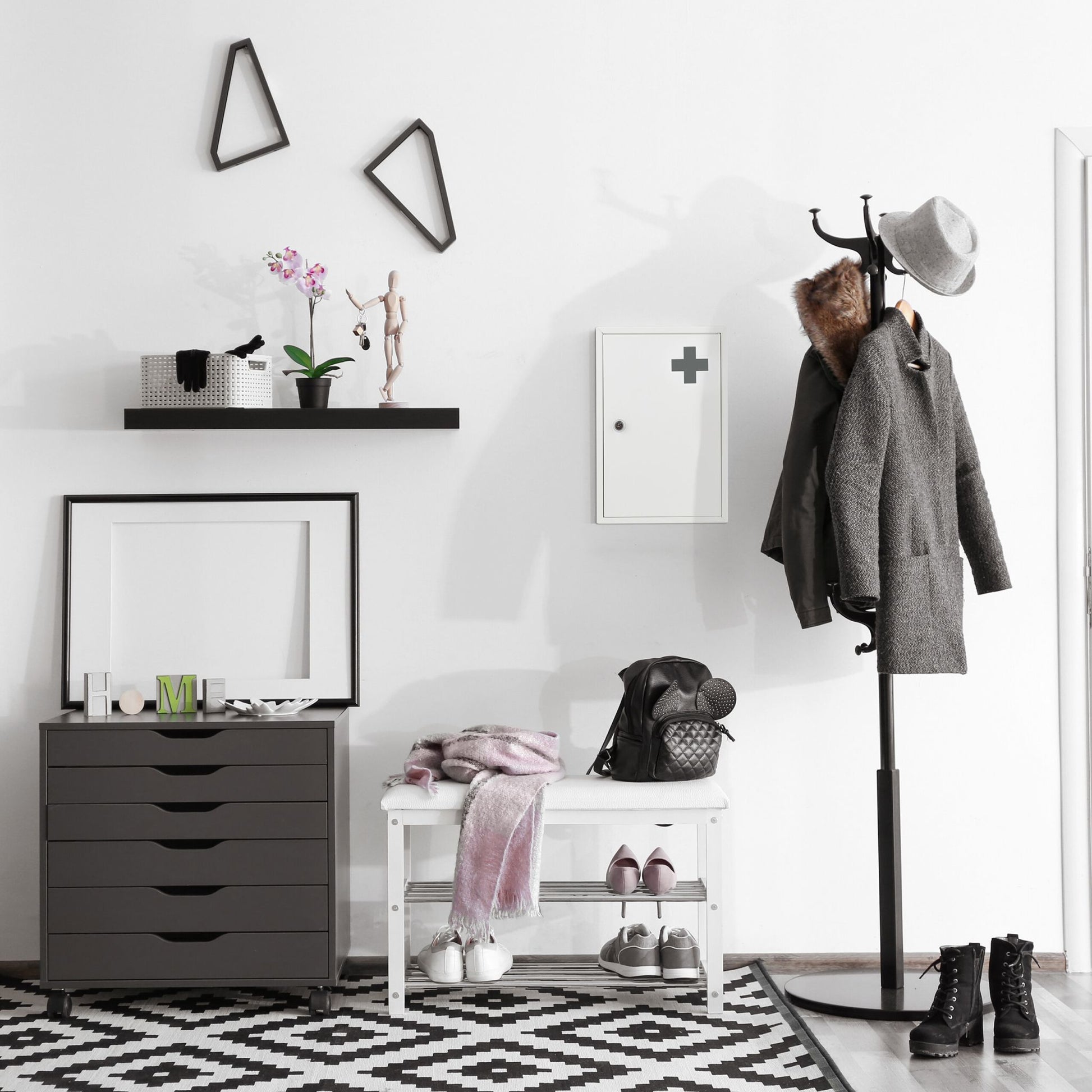 Abschliessbarer Medizinschrank Anthrazit-Weiss von Relaxdays