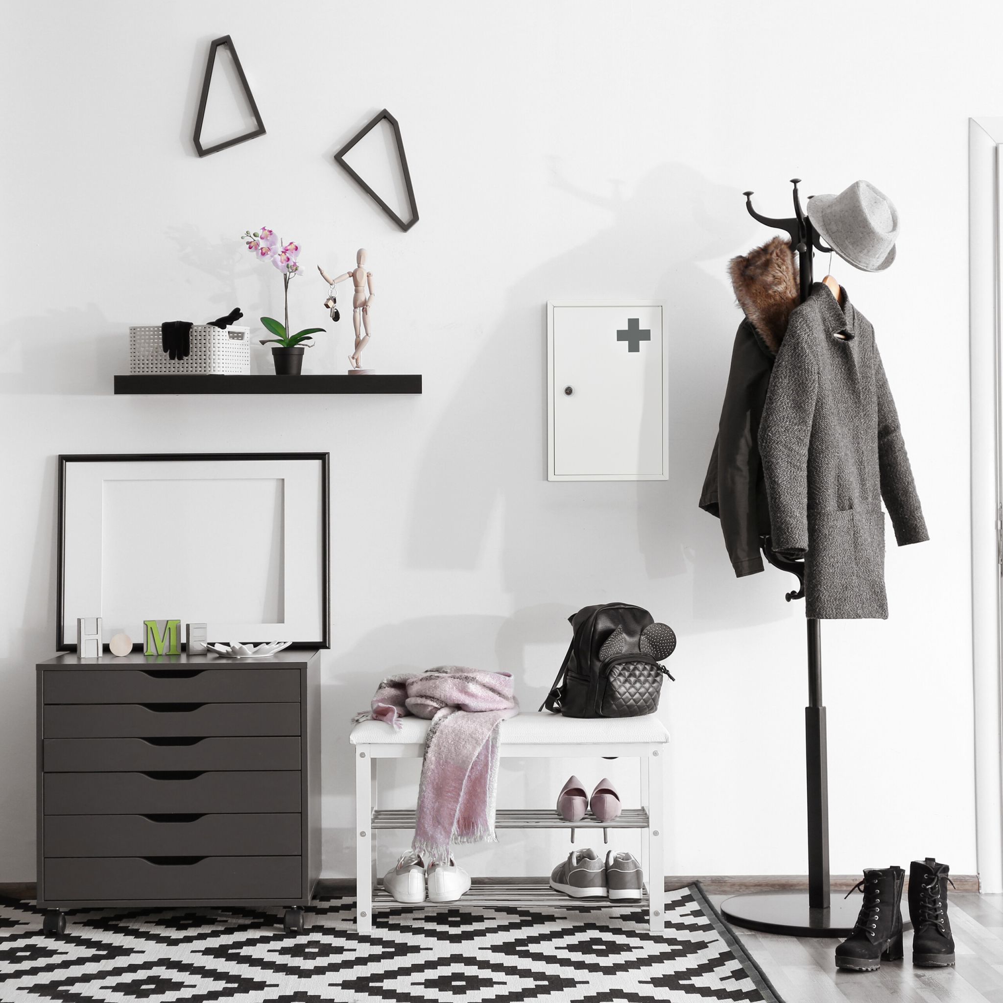 Abschliessbarer Medizinschrank Anthrazit-Weiss von Relaxdays