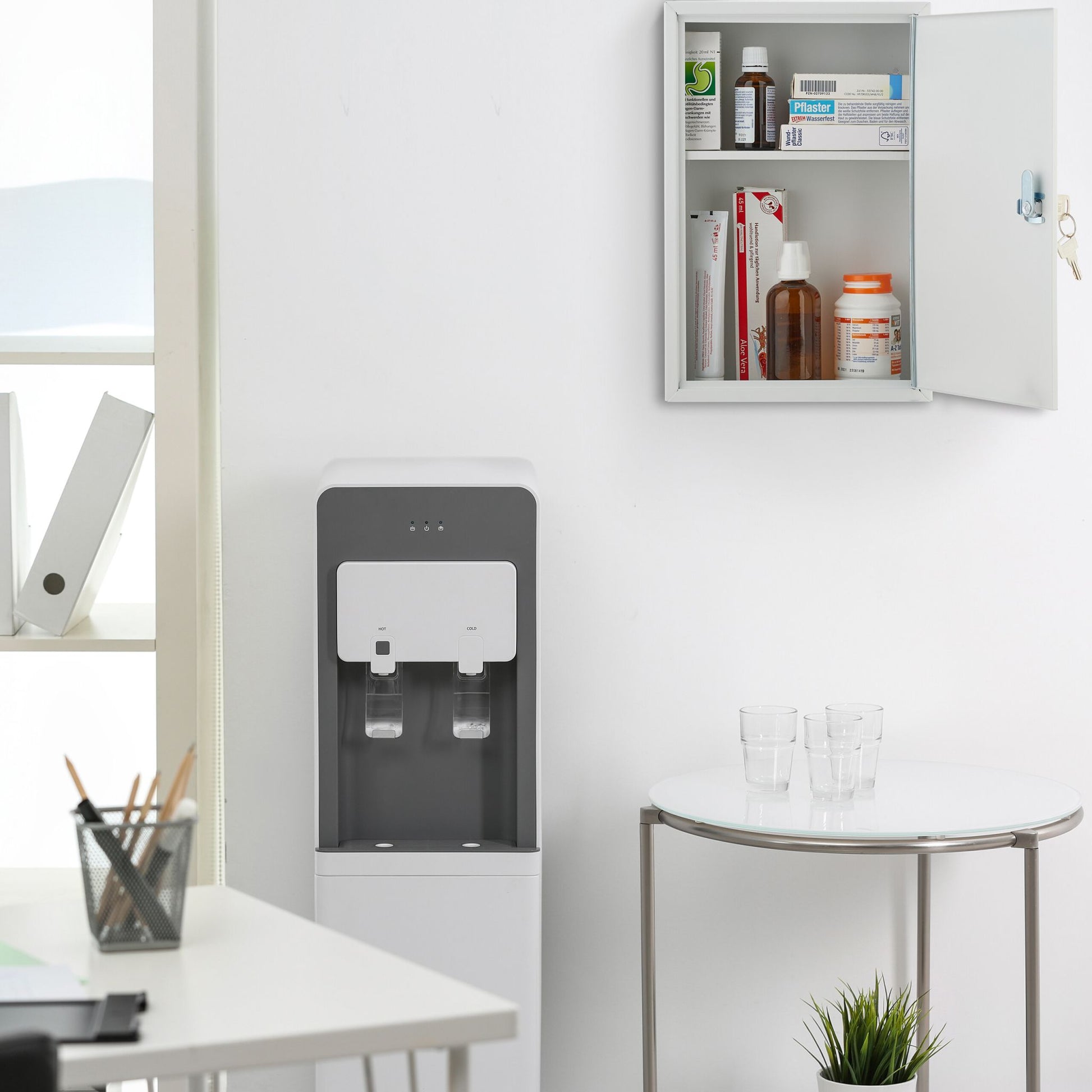 Abschliessbarer Medizinschrank Weiss-Grau von Relaxdays