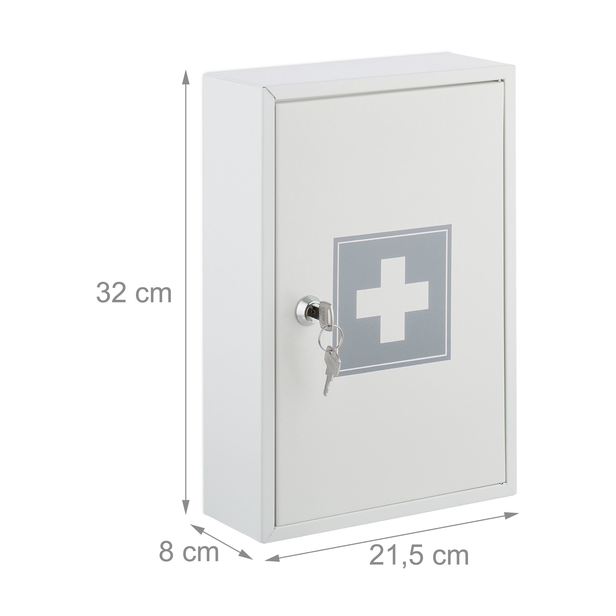 Abschliessbarer Medizinschrank Weiss-Grau von Relaxdays