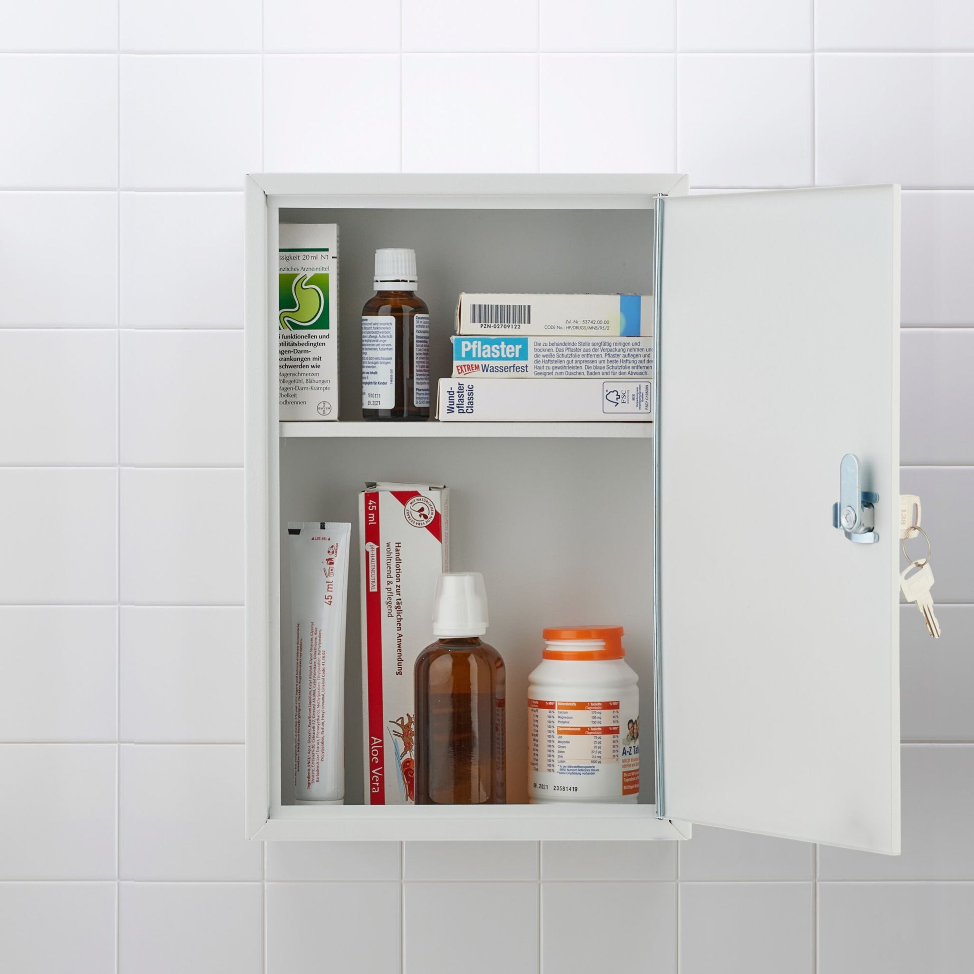 Abschliessbarer Medizinschrank Weiss-Grau von Relaxdays