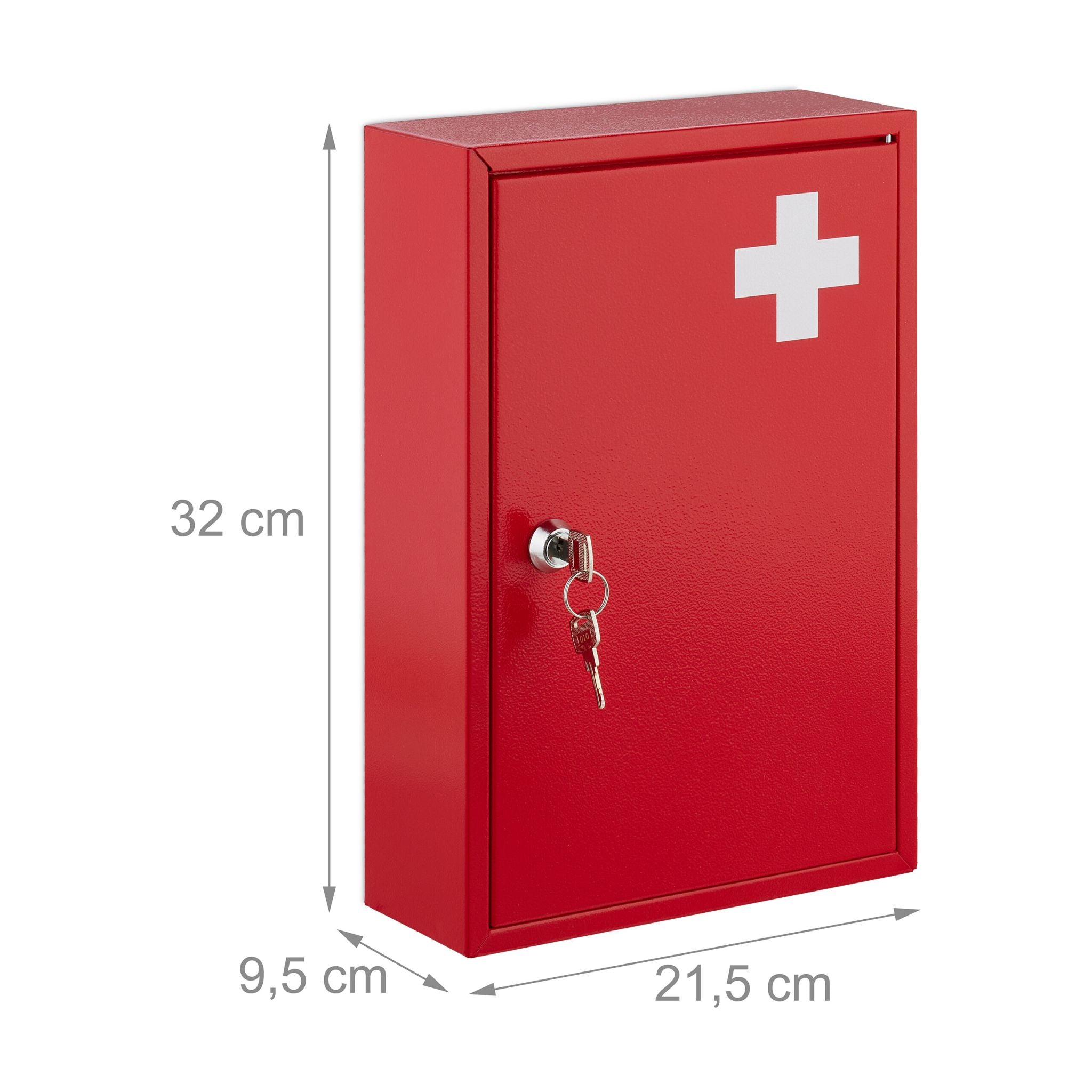 Abschliessbarer Medizinschrank Weiss-Rot von Relaxdays
