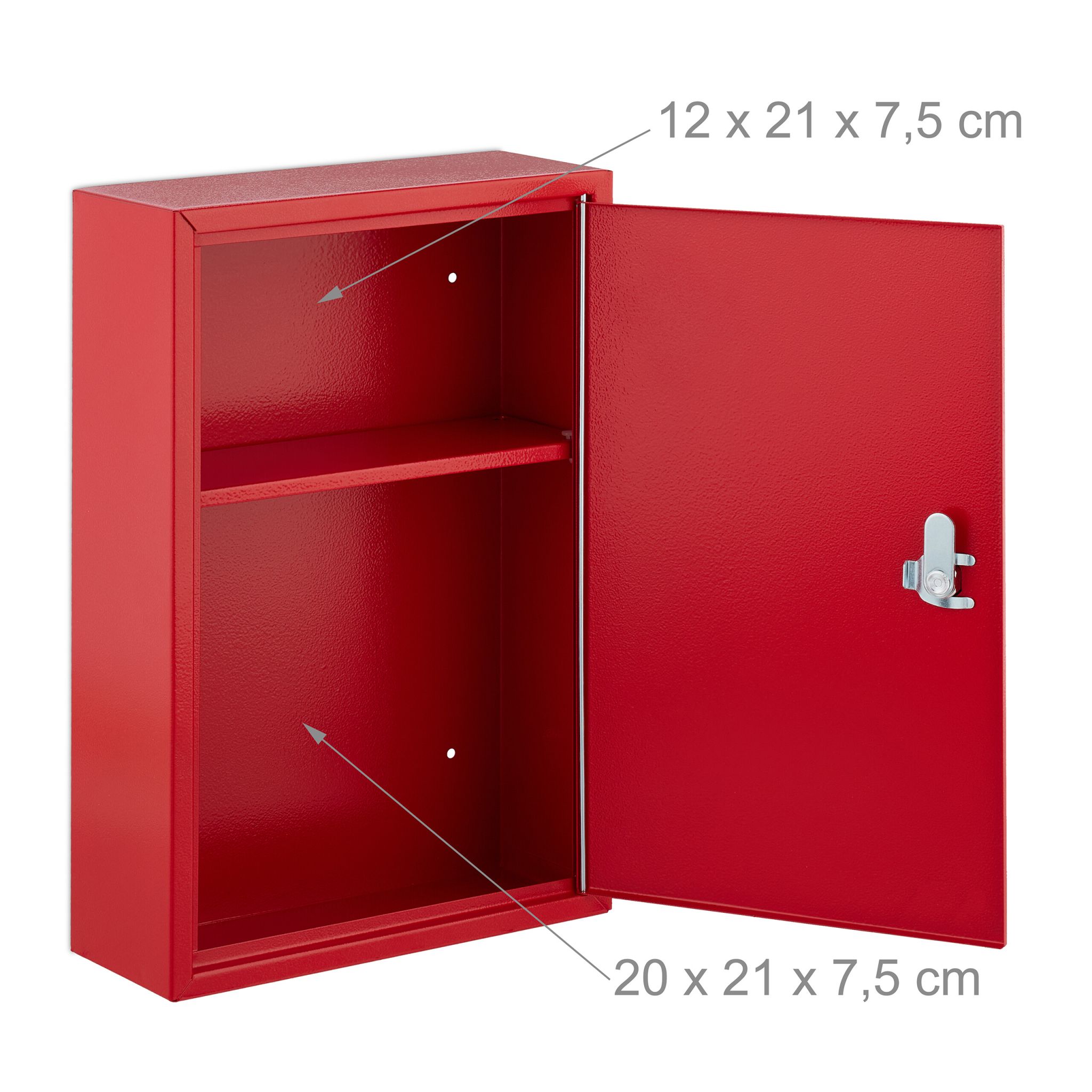 Abschliessbarer Medizinschrank Weiss-Rot von Relaxdays