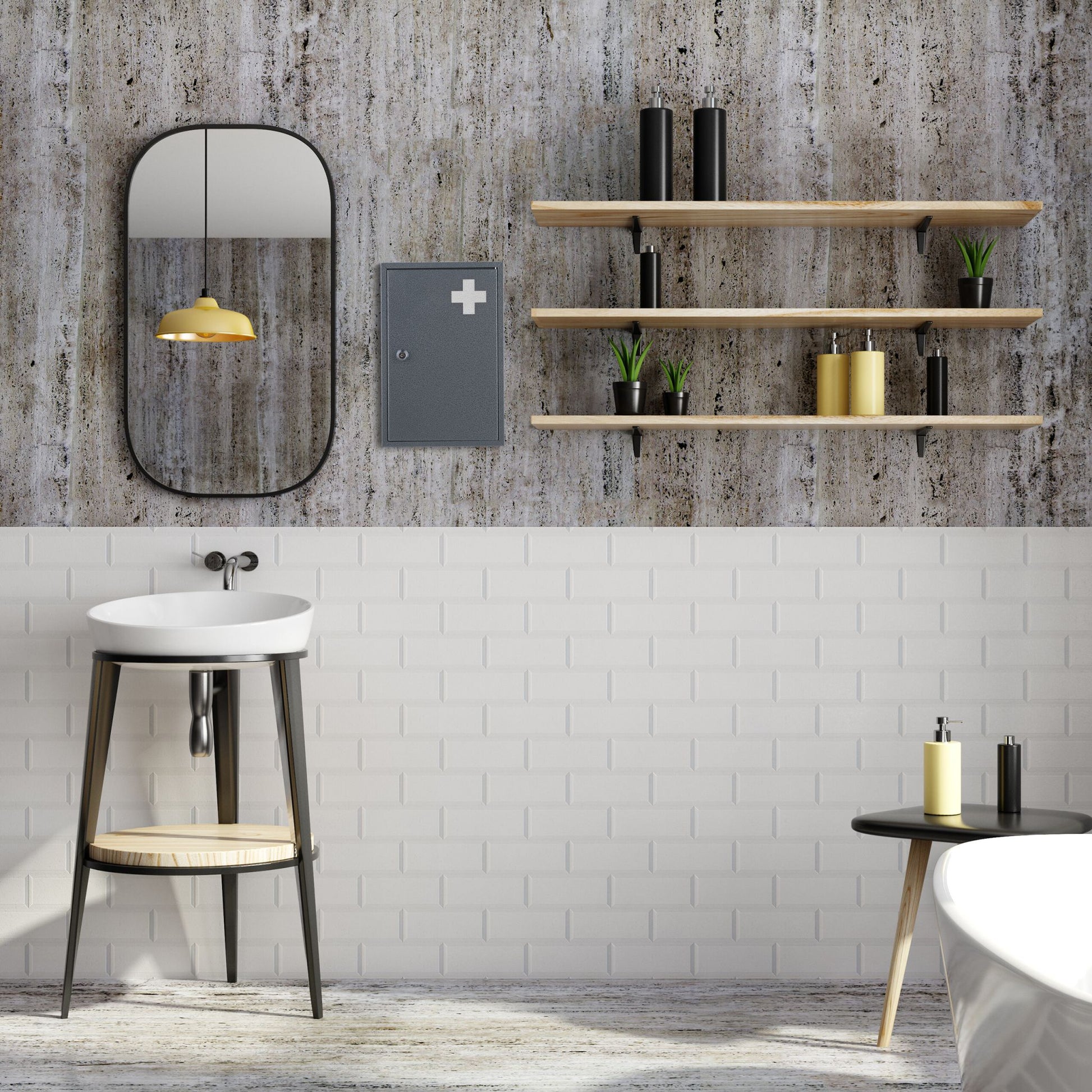 Abschliessbarer Medizinschrank Weiss-Grau von Relaxdays