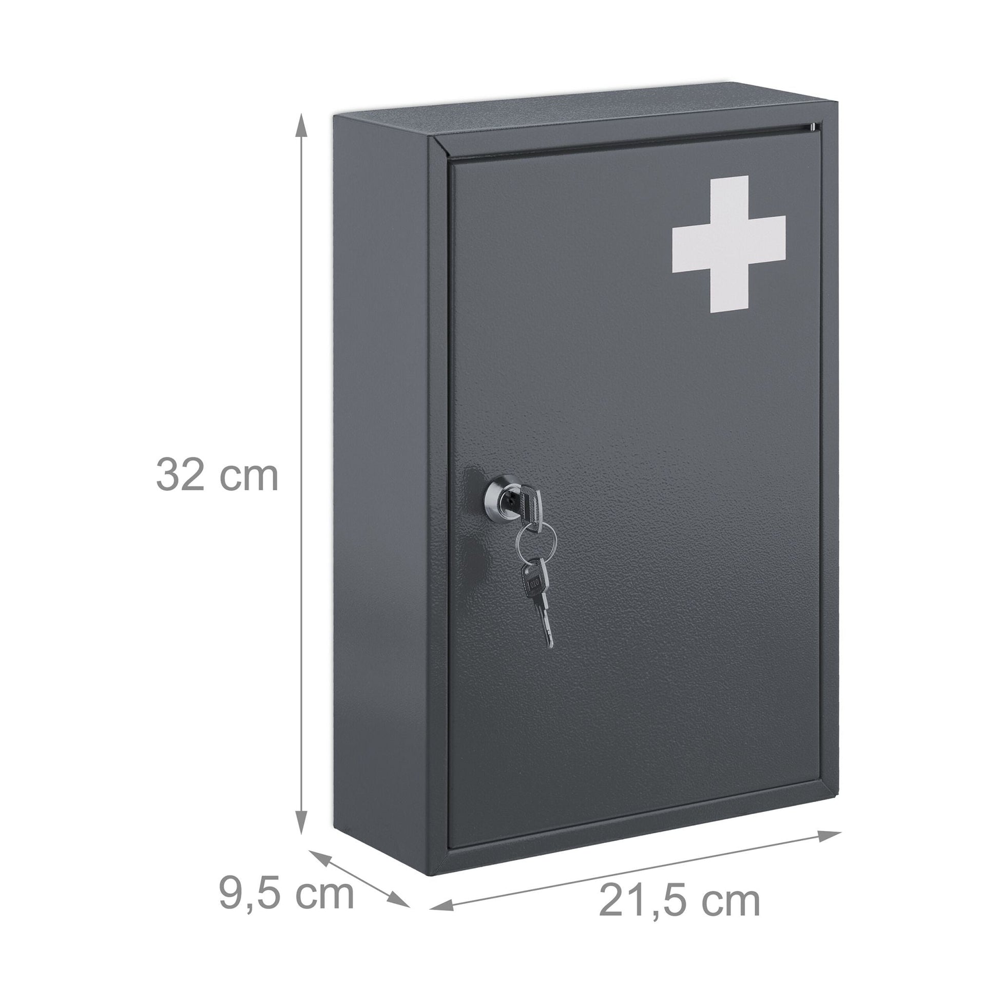 Abschliessbarer Medizinschrank Weiss-Grau von Relaxdays