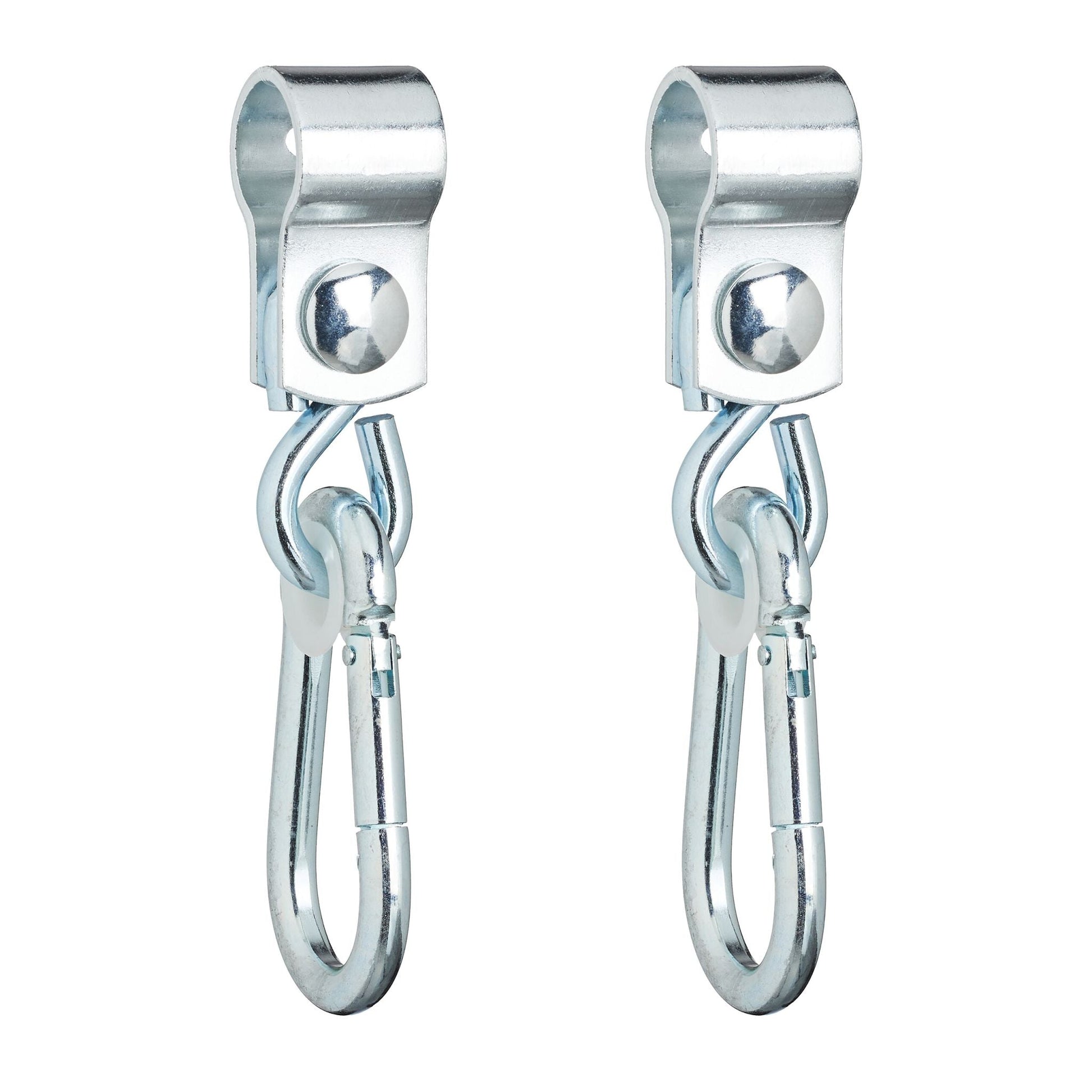 Schaukelhaken mit Karabinern 2er-Set Weiss-Silber von Relaxdays