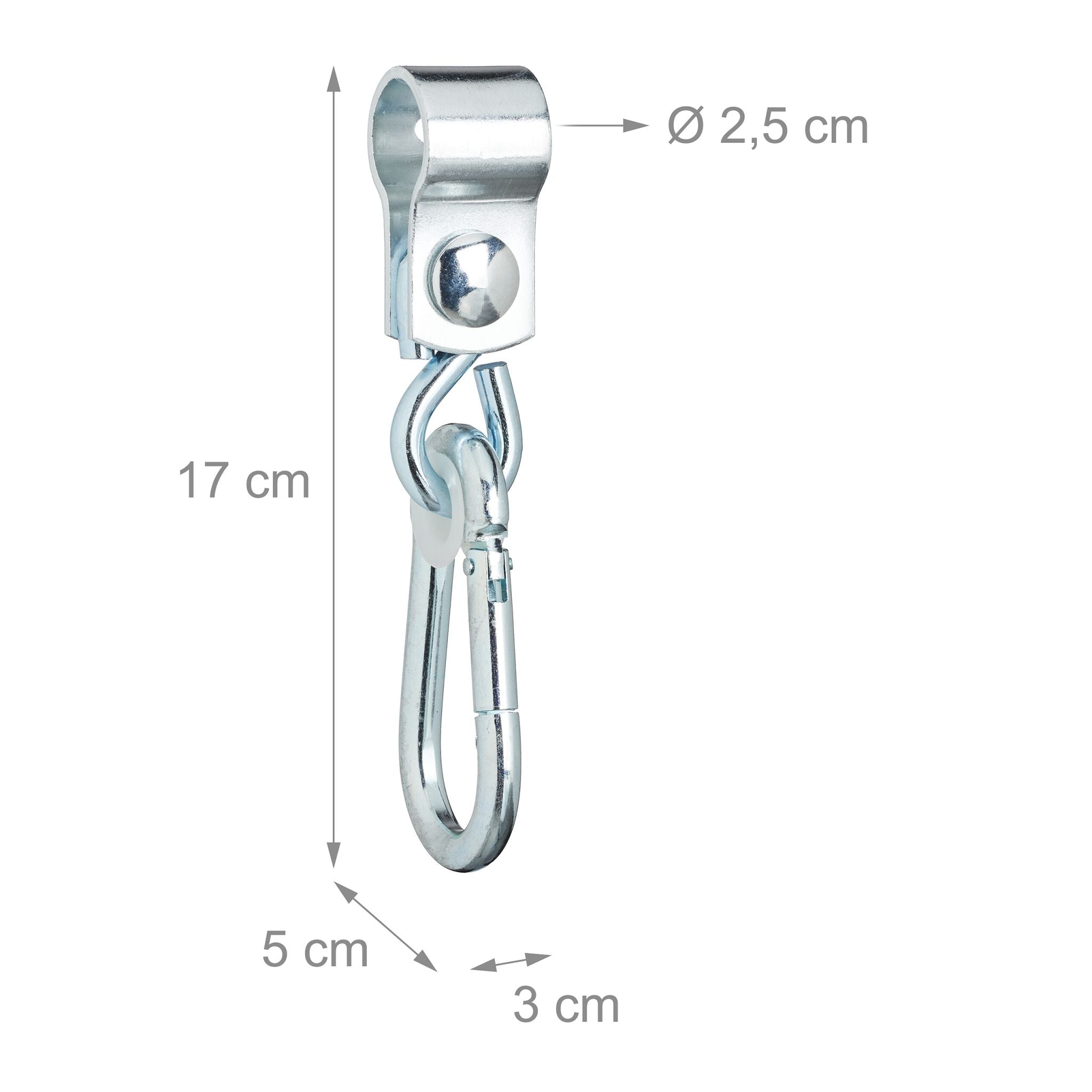 Schaukelhaken mit Karabinern 2er-Set Weiss-Silber von Relaxdays