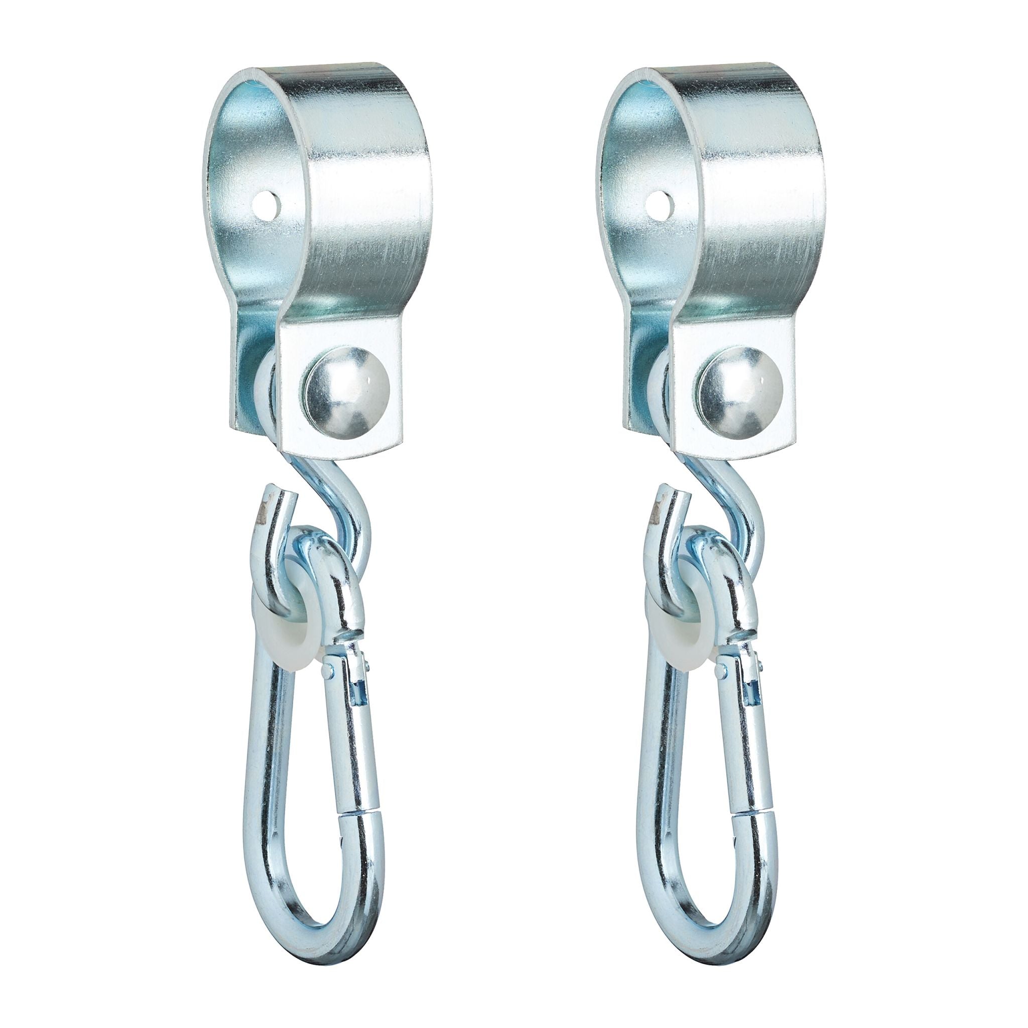 Schaukelhaken mit Karabinern 2er-Set Weiss-Silber von Relaxdays