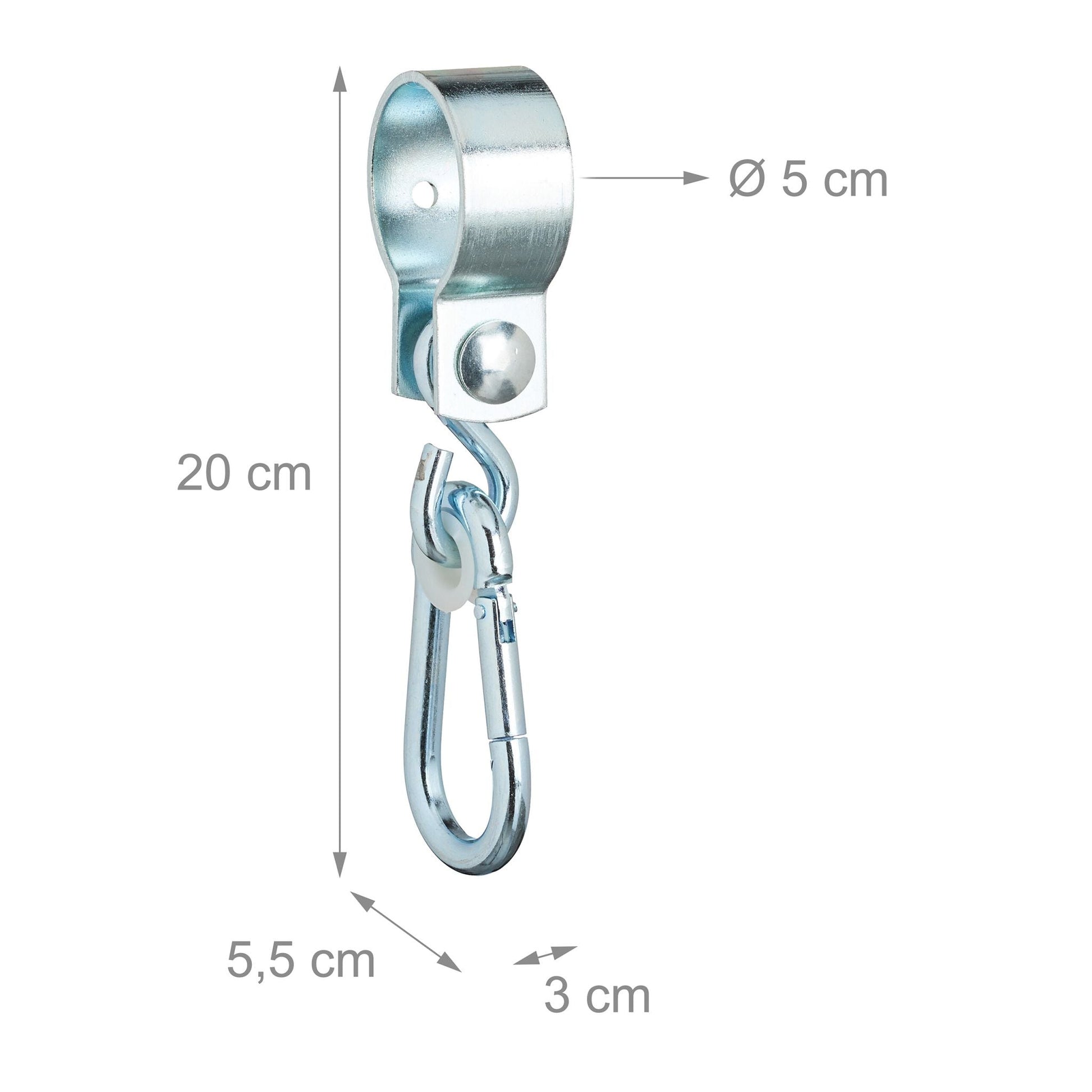 Schaukelhaken mit Karabinern 2er-Set Weiss-Silber von Relaxdays