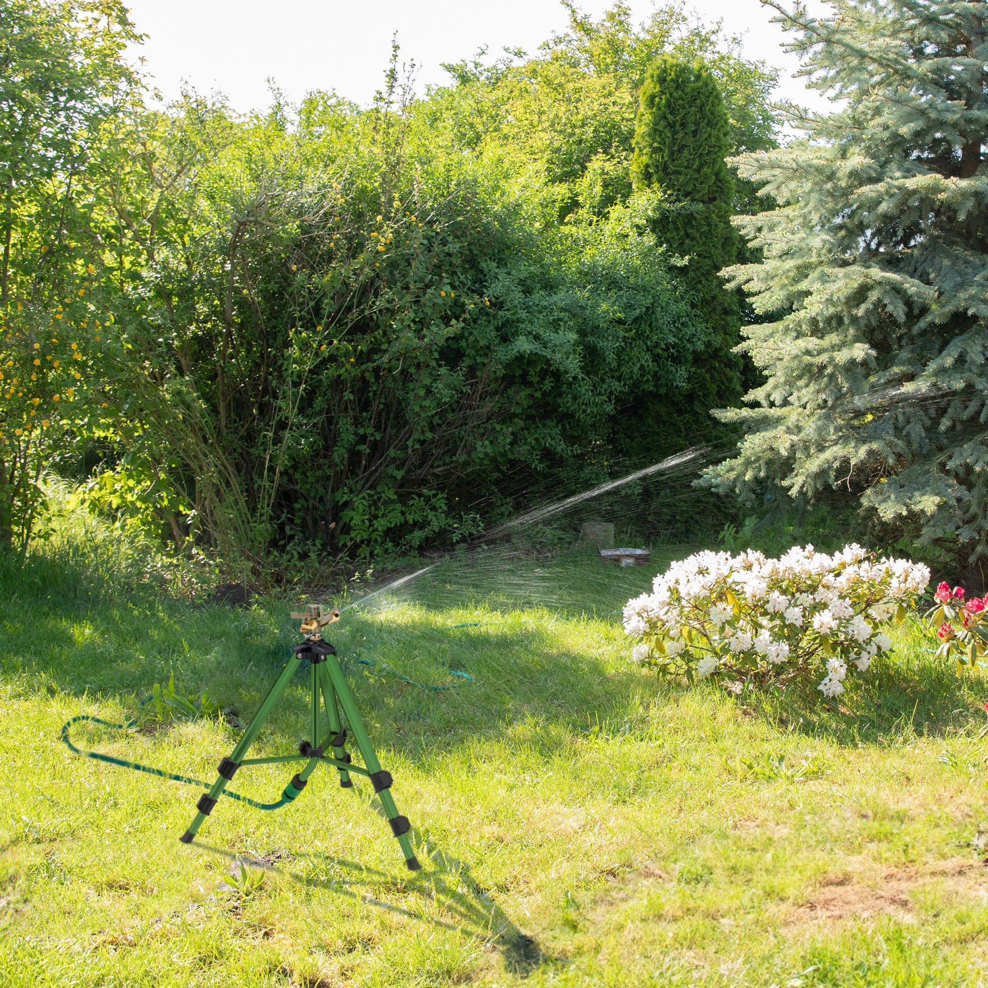 Sprinkler mit Metallstativ Dunkelgrün-Gold-Schwarz von Relaxdays