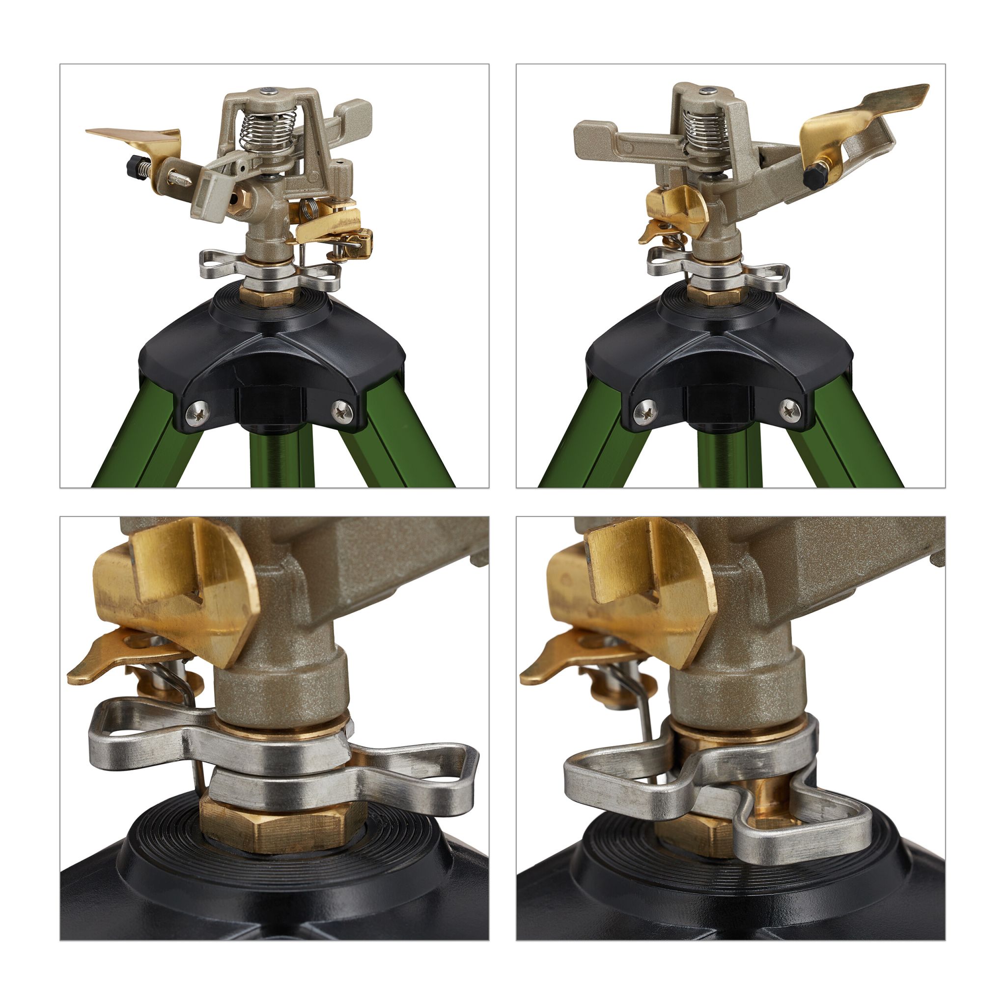Sprinkler mit Metallstativ Dunkelgrün-Gold-Schwarz von Relaxdays